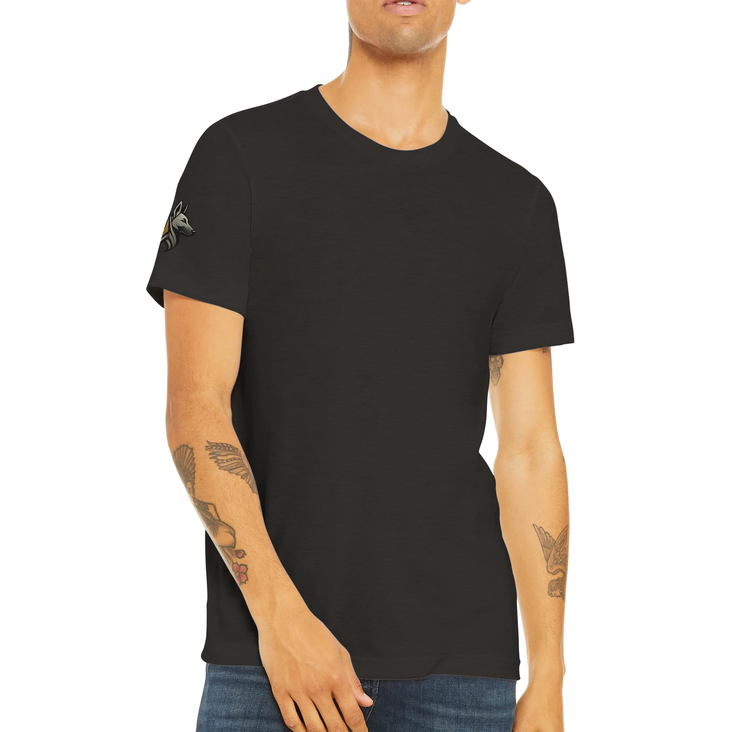 T-shirt sport unisexe Triblend adulte uni avec logo sur manche droite MolossDesign