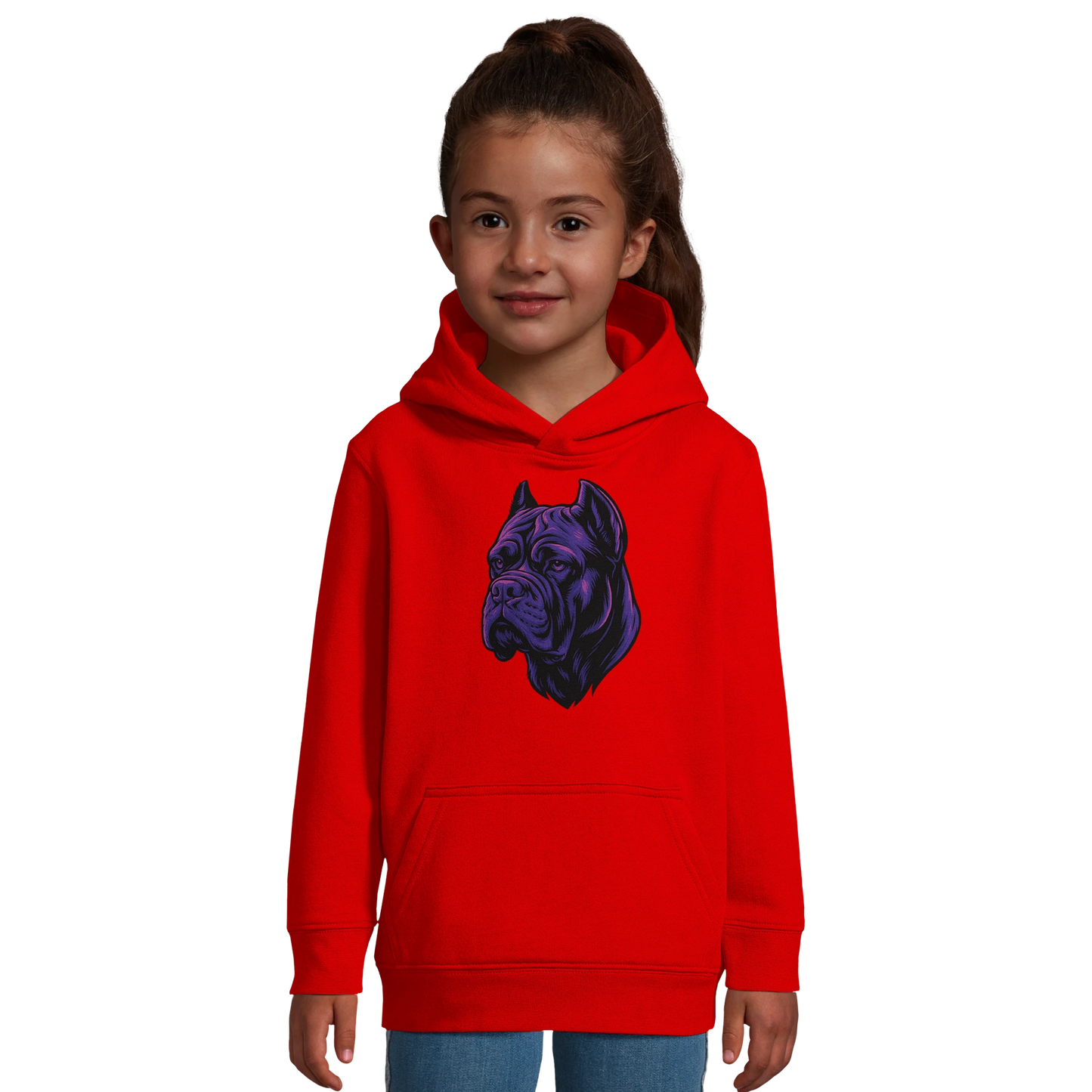 Sweat-shirt à capuche enfant rouge tête Cane Corso