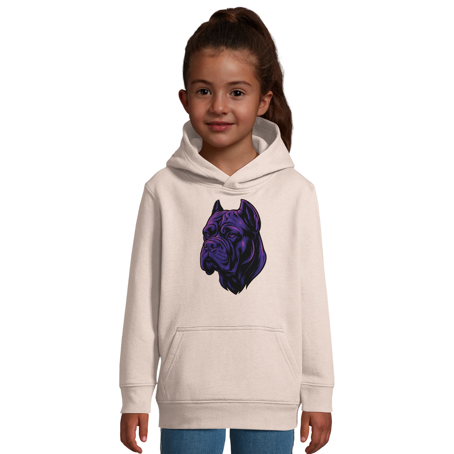 Sweat-shirt à capuche enfant rose tête Cane Corso