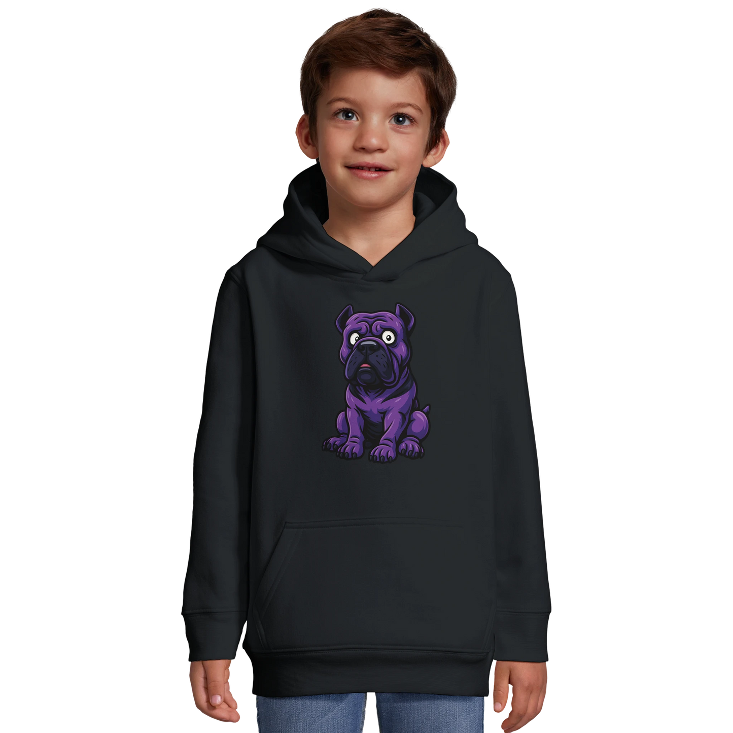 Sweat-shirt à capuche enfant noir Cane Corso humour