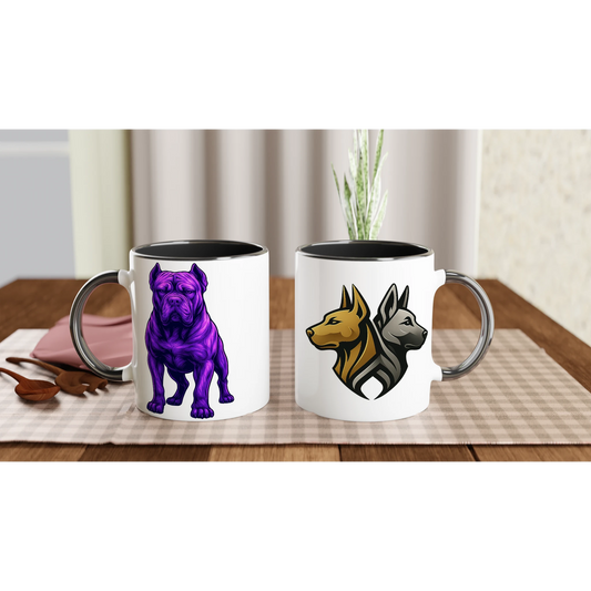 Mug en céramique blanche 325 ml (11 oz) avec intérieur coloré noir Cane Corso