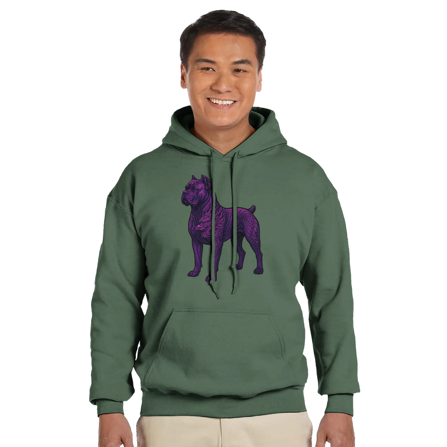 Sweat à capuche adulte unisexe classique vert Dragon Cane Corso