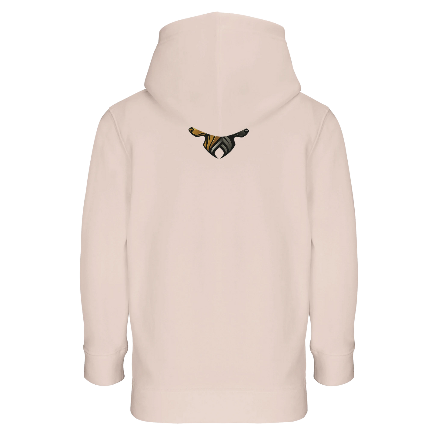 Marque MolossDesign | Sweat-shirt à capuche enfant mélange recyclé tête de Dobermann arc en ciel1 avec logo sur le dos MolossDesign