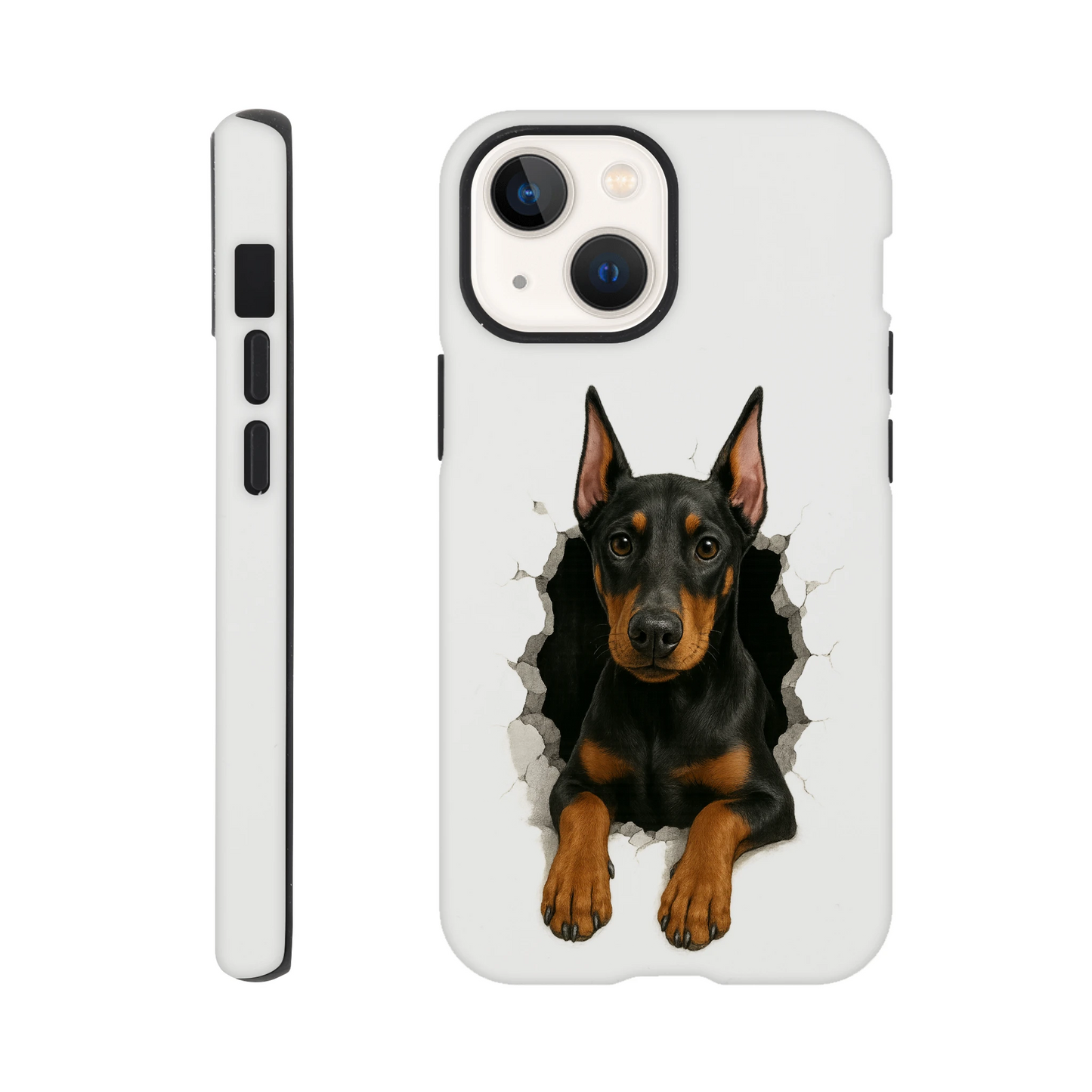 Coque résistante pour Iphone-Dobermann trou mur