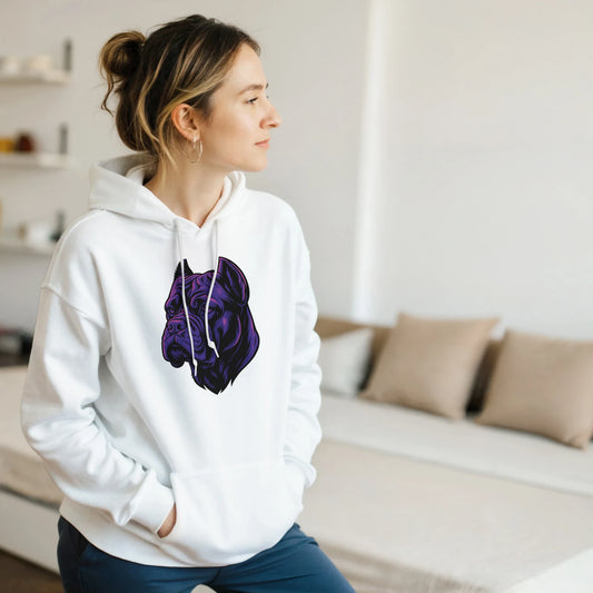 Sweat à capuche adulte unisexe classique blanc tête Cane Corso