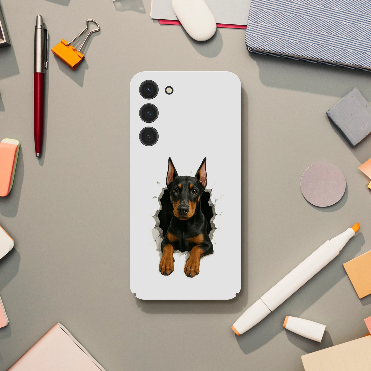 Coque de téléphone pour Samsung Galaxy S-Dobermann trou mur