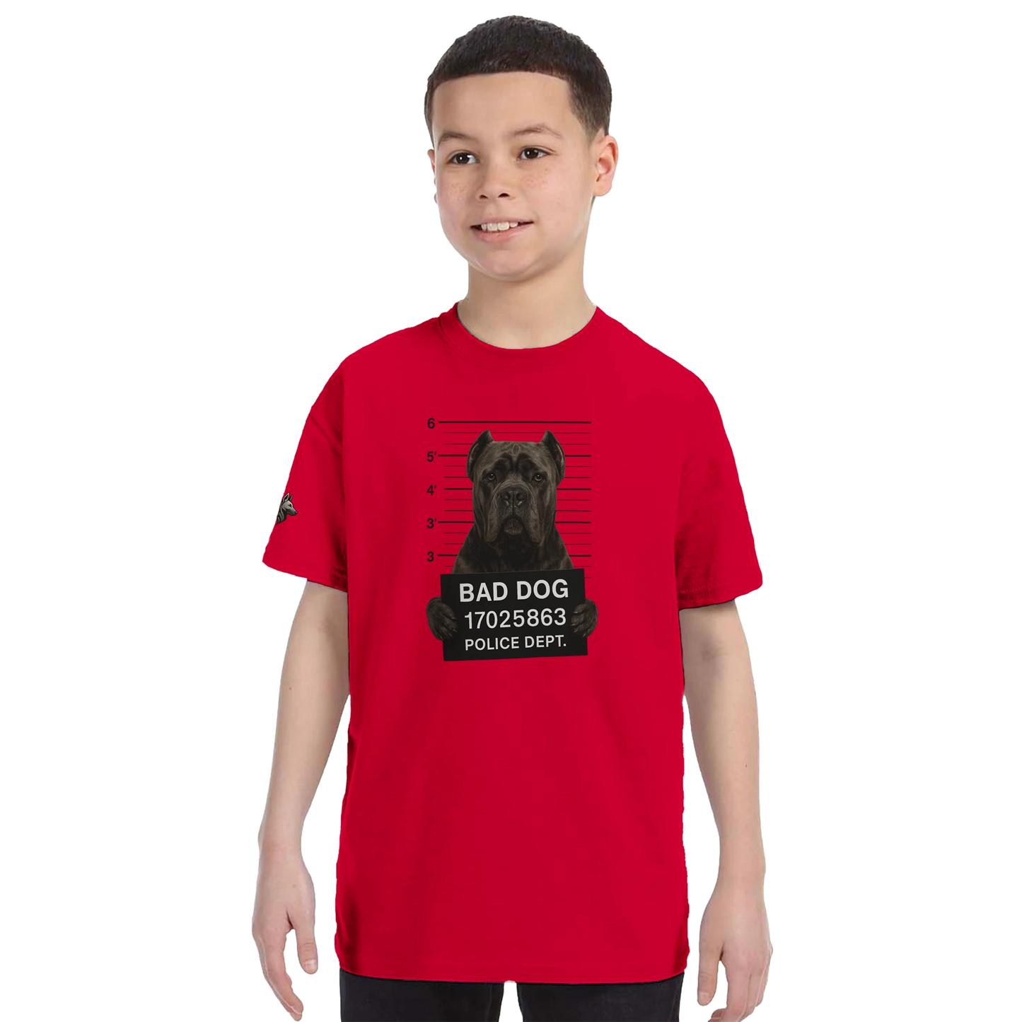 T-shirt enfant unisexe classique ras du cou rouge Bad Dog Cane Corso
