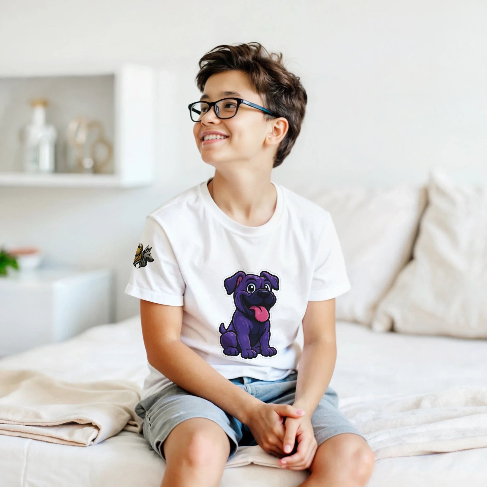 T-shirt enfant classique ras du cou Cane Corso humour 4 avec logo sur manche droite MolossDesign