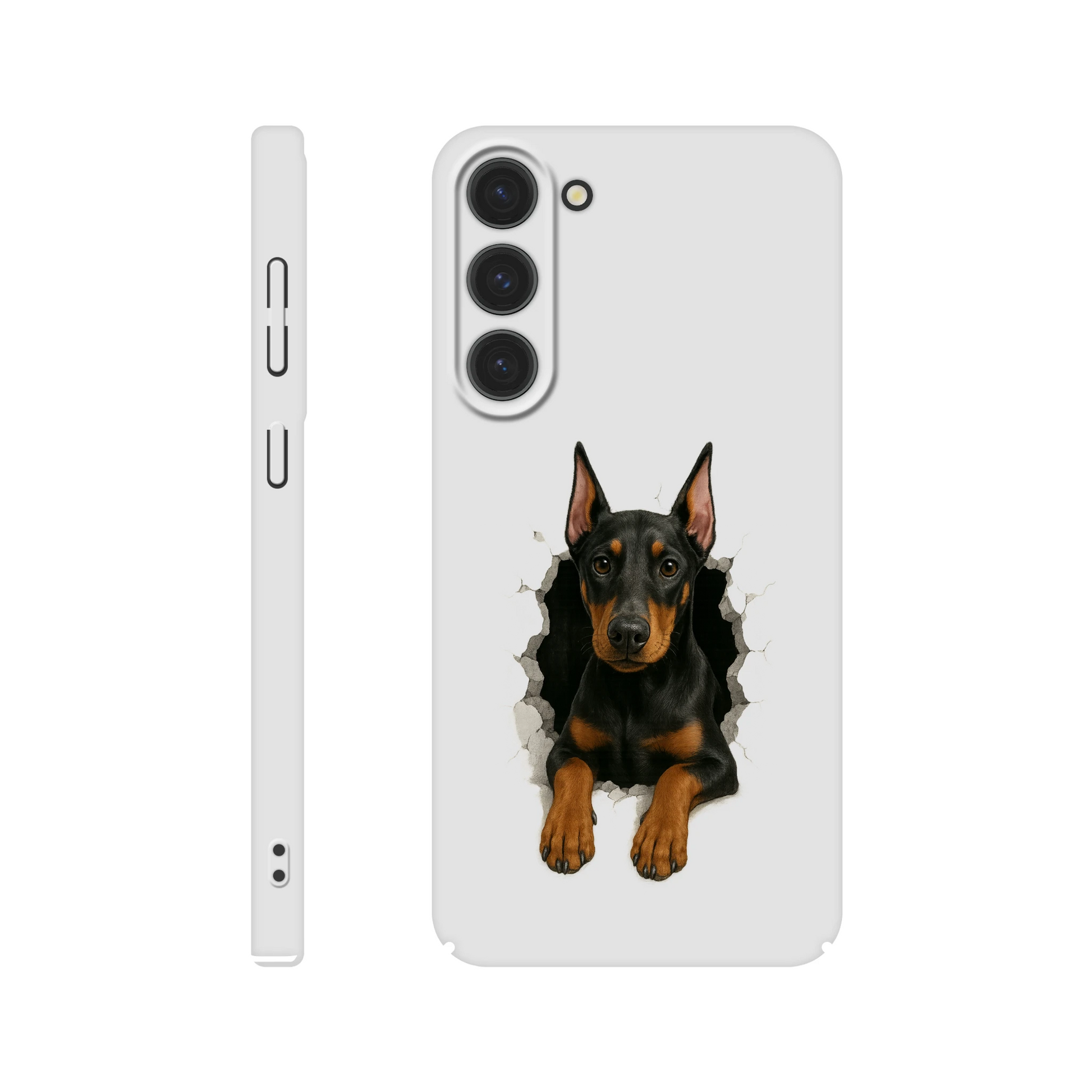 Coque de téléphone pour Samsung Galaxy S-Dobermann trou mur