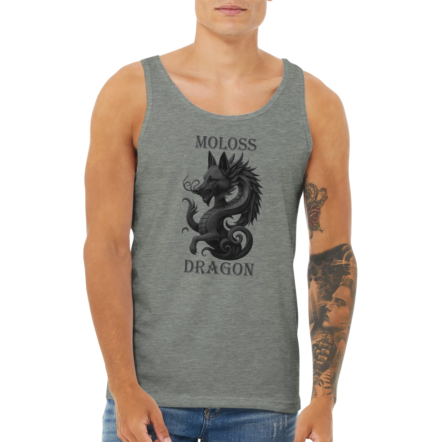 Débardeur adulte unisexe premium gris Moloss Dragon Malinois