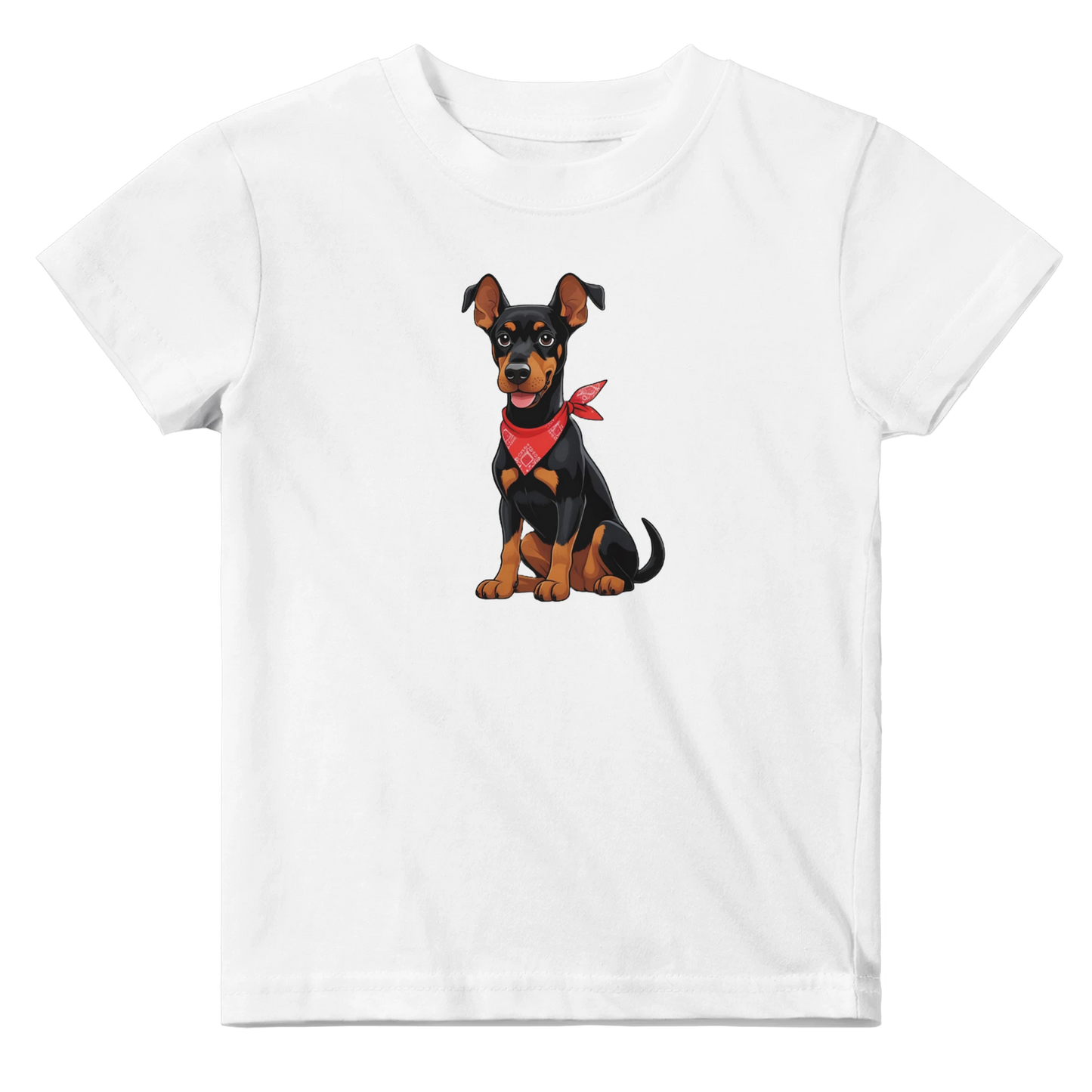 T-shirt bébé blanc coton manches courtes Dobermann