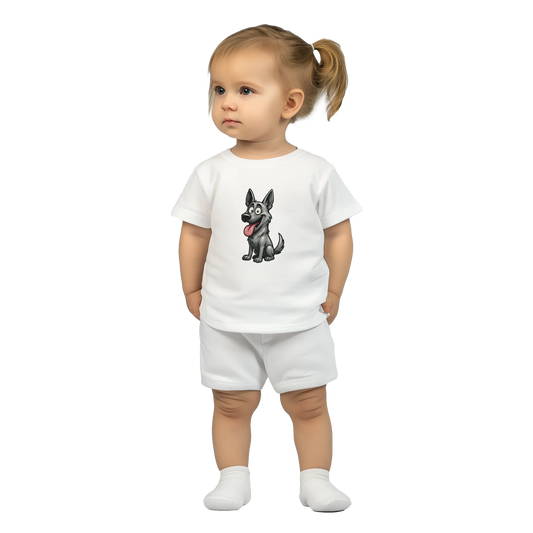 T-shirt bébé blanc coton manches courtes Malinois