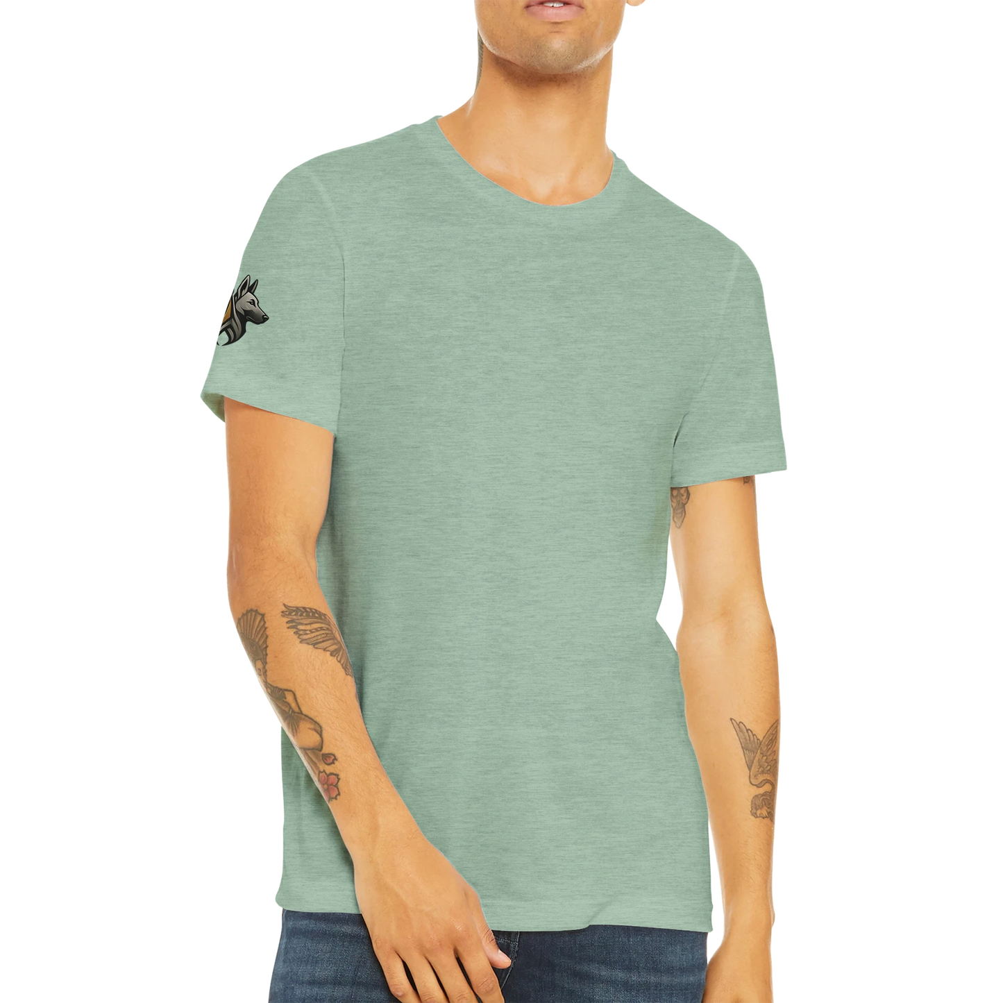 T-shirt sport unisexe Triblend adulte uni avec logo sur manche droite MolossDesign