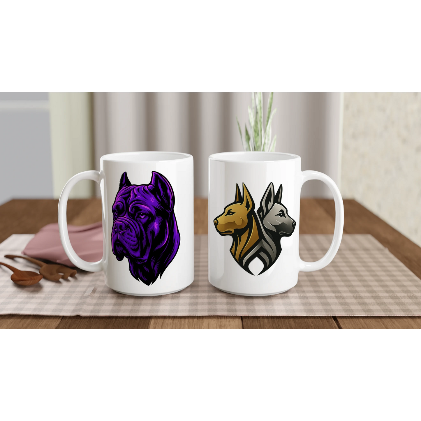 Mug en céramique blanche de 443 ml (15 oz) Cane Corso