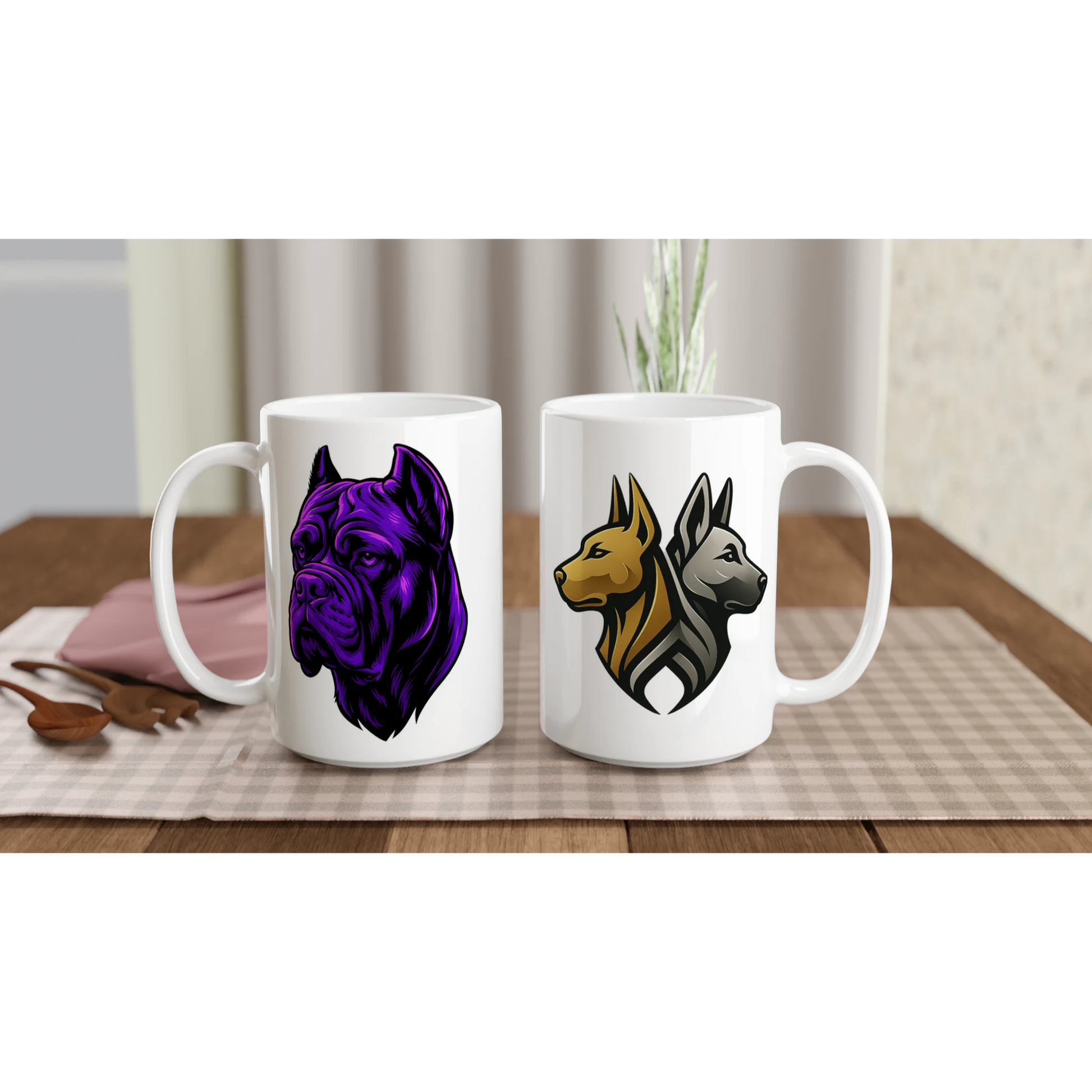 Mug en céramique blanche de 443 ml (15 oz) Cane Corso