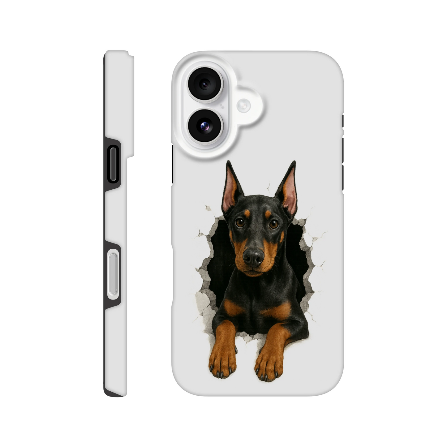 Coque résistante pour Iphone-Dobermann trou mur
