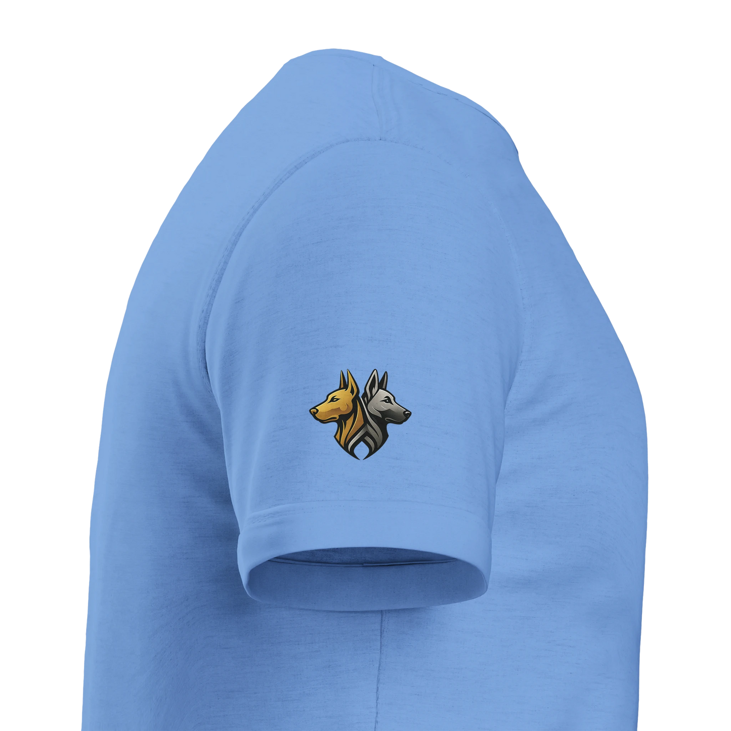 Marque MolossDesign | T-shirt enfant col rond Dobermann noir et doré3 et logo sur manche droite MolossDesign