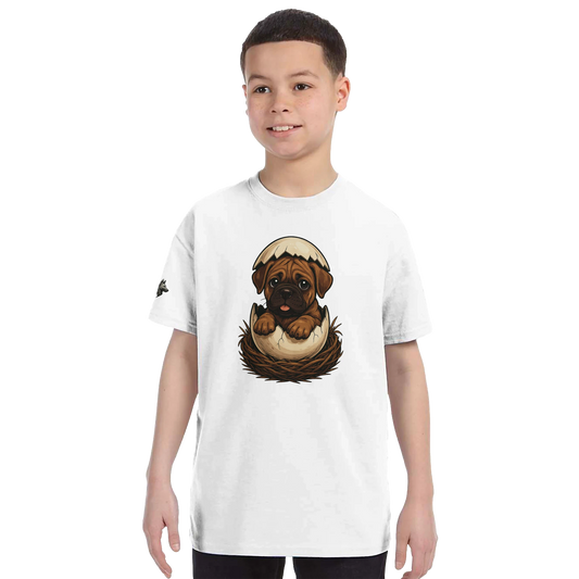 T-shirt enfant unisexe classique ras du cou blanc Cane Corso marron nid