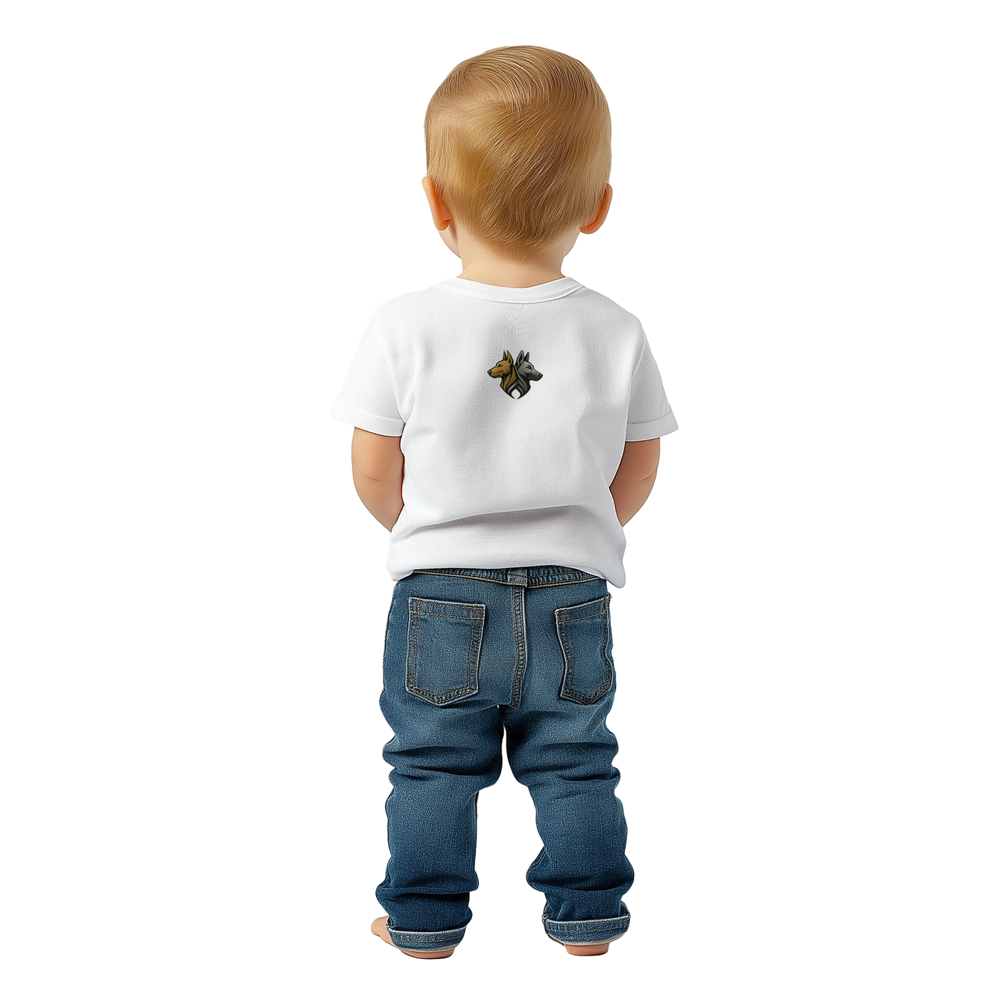 T-shirt bébé classique ras du cou Malinois arc en ciel avec logo sur le dos MolossDesign