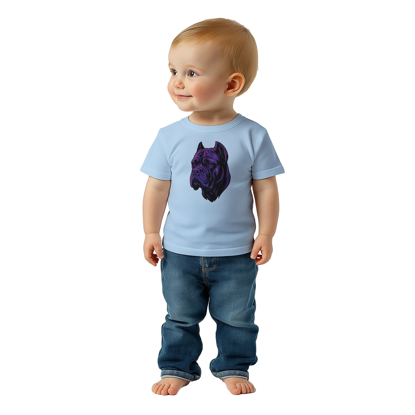 T-shirt bébé bleu ciel coton manches courtes Cane Corso