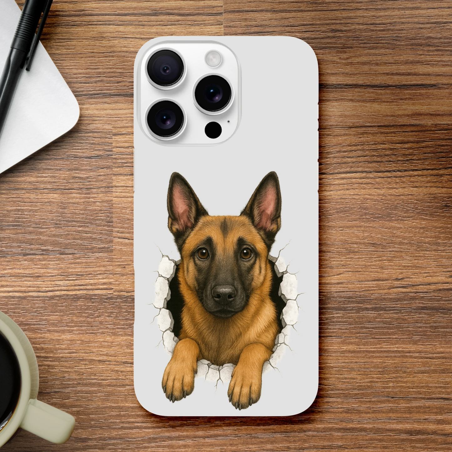 Coque de téléphone pour Iphone Malinois trou mur2