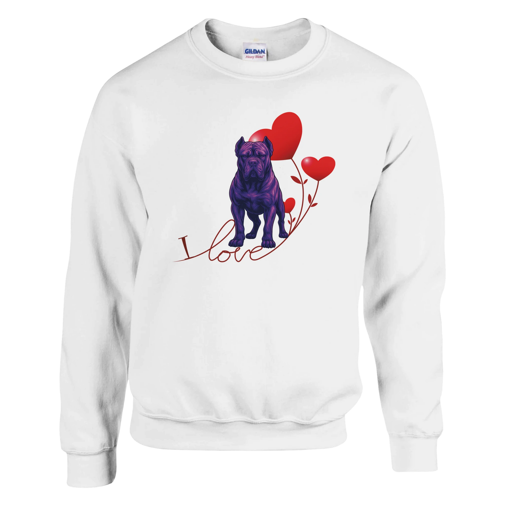 weat-shirt adulte unisexe classique ras du cou blanc I love Cane Corso