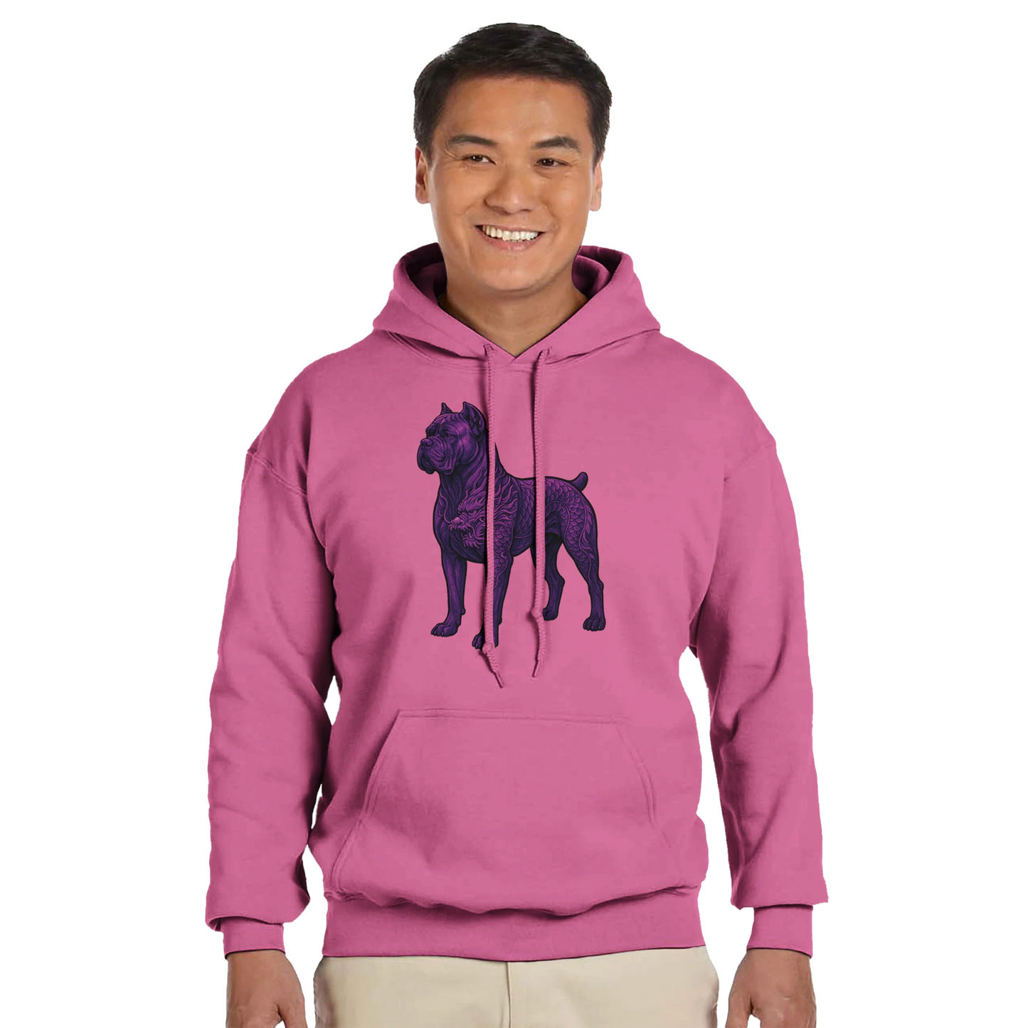 Sweat à capuche adulte unisexe classique rose Dragon Cane Corso