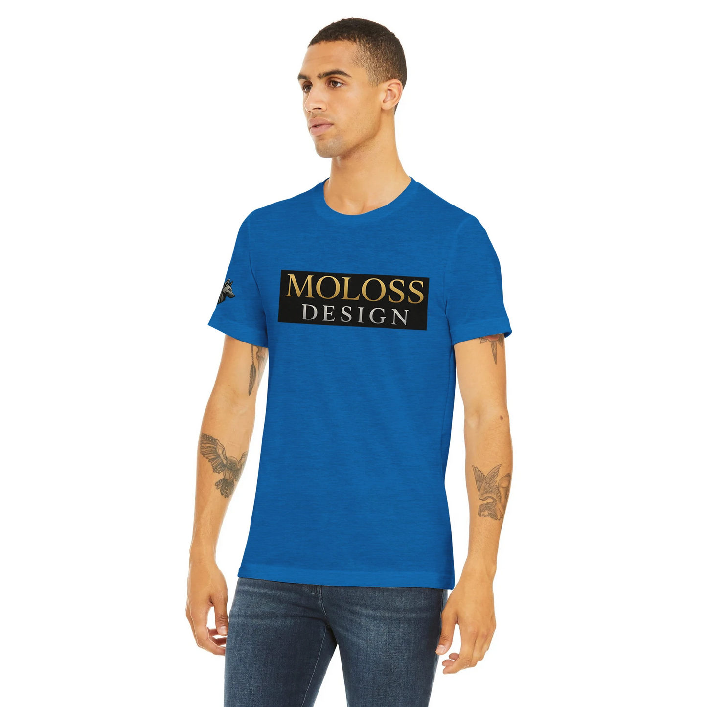 T-shirt  sport unisexe Triblend ras du cou bleu logo MolossDesign