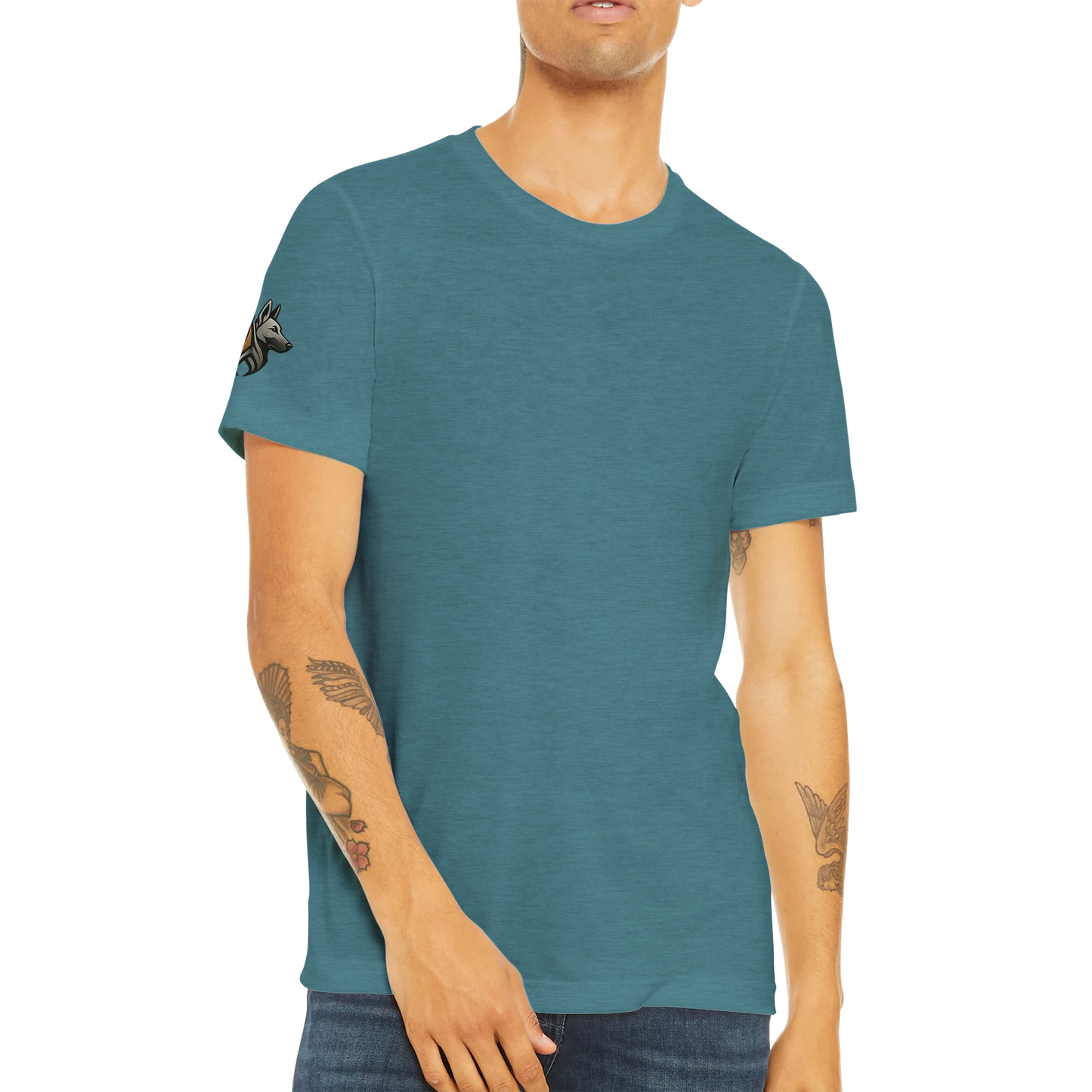 T-shirt sport unisexe Triblend adulte uni avec logo sur manche droite MolossDesign