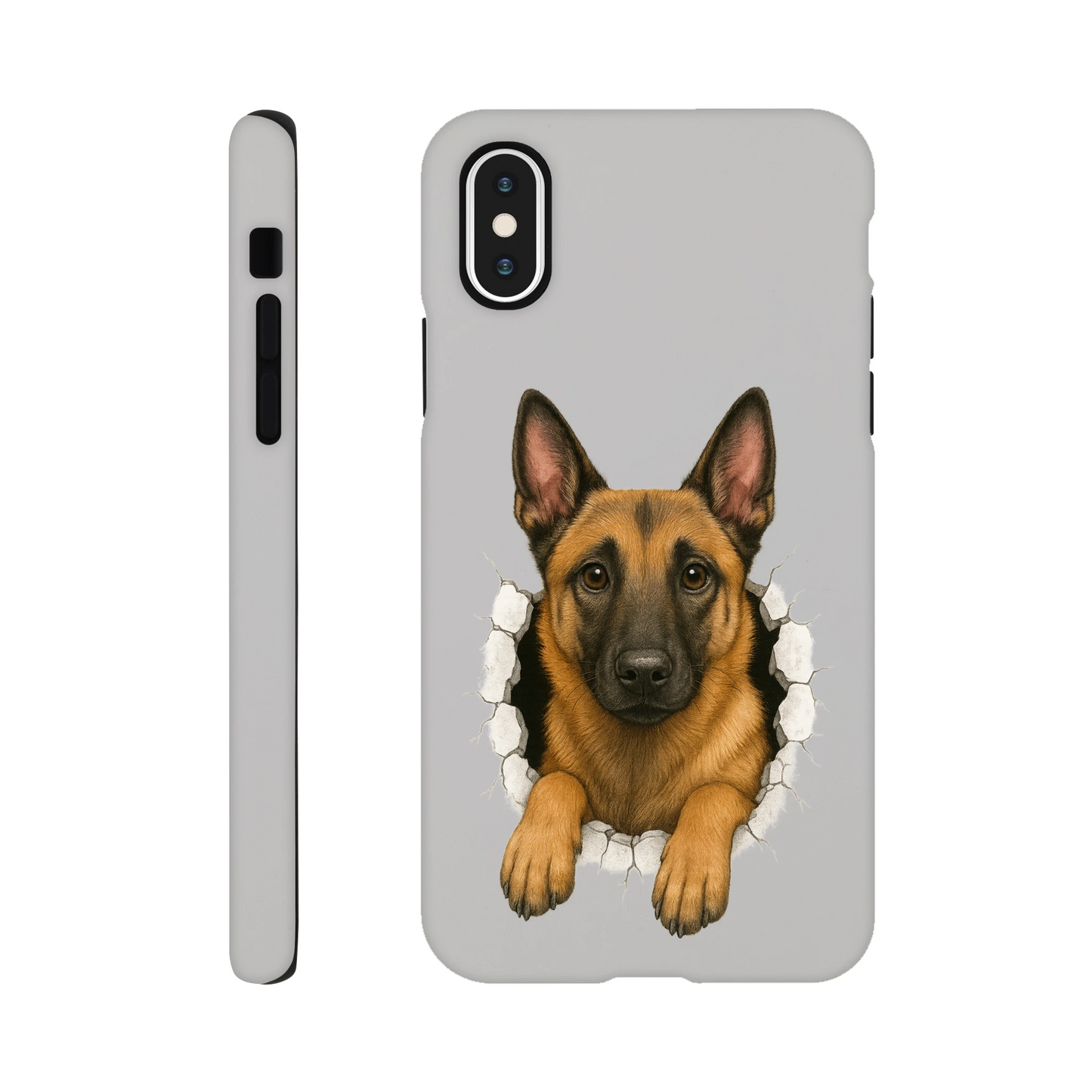 Coque résistante pour Iphone Malinois trou mur2