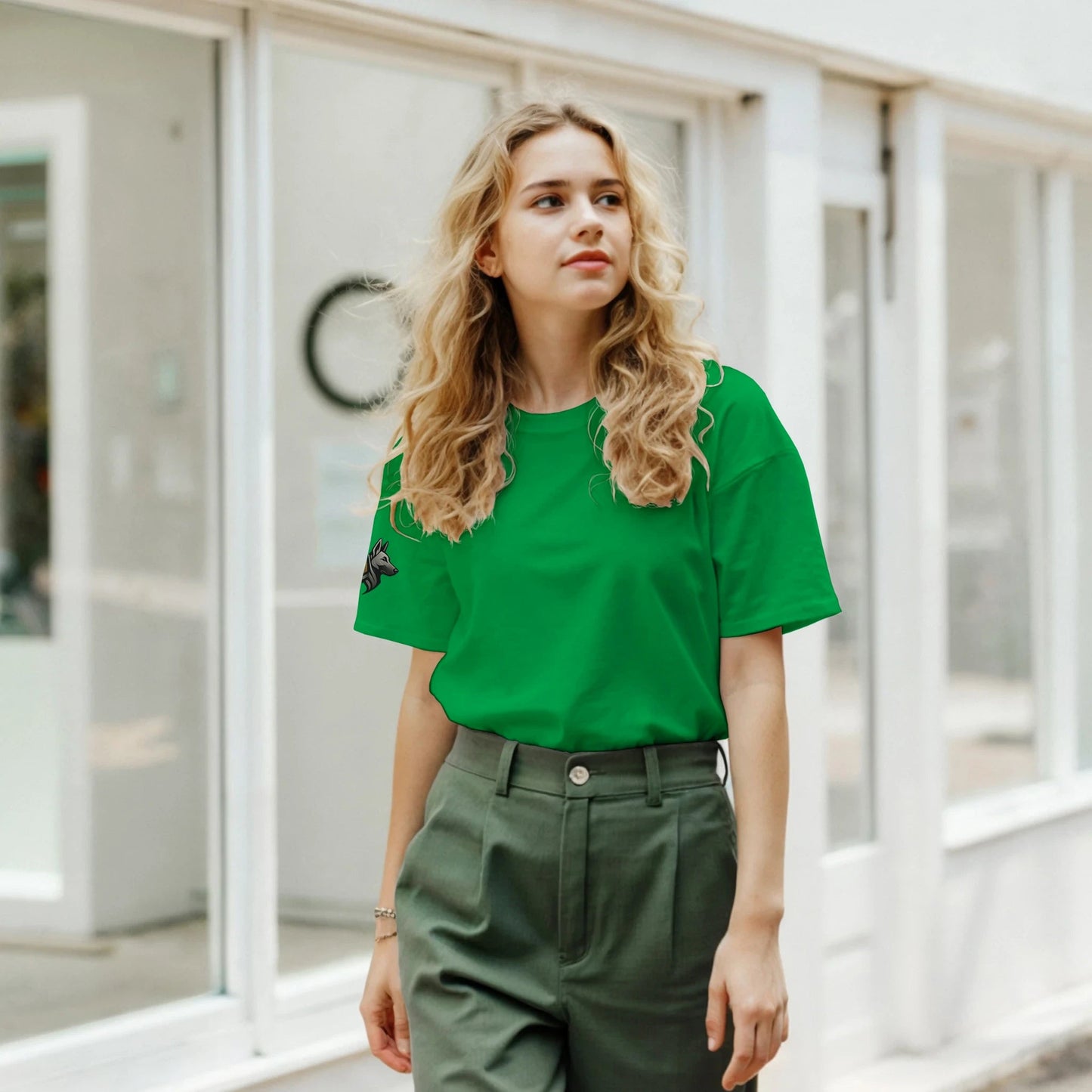 T-shirt adulte unisexe classique ras du cou avec logo sur manche droite MolossDesign