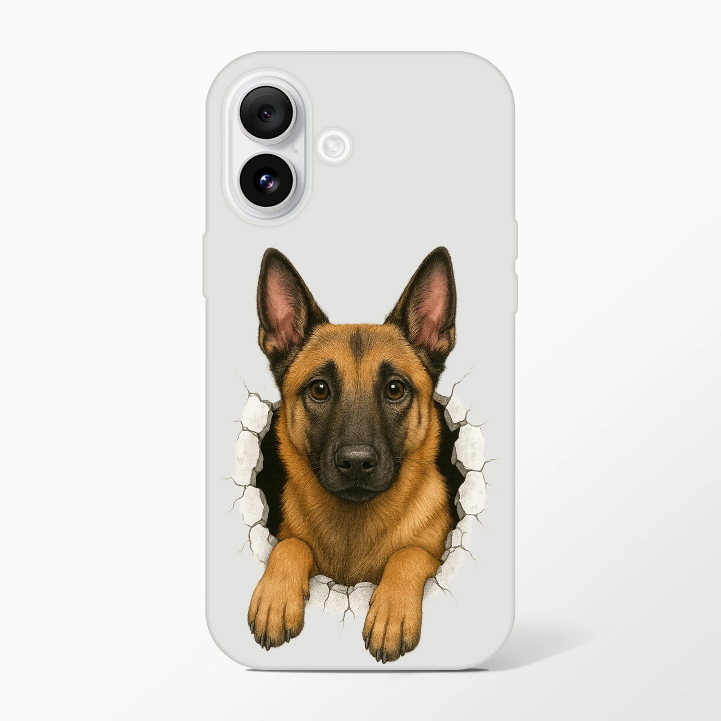 Coque pour Iphone Malinois trou mur2
