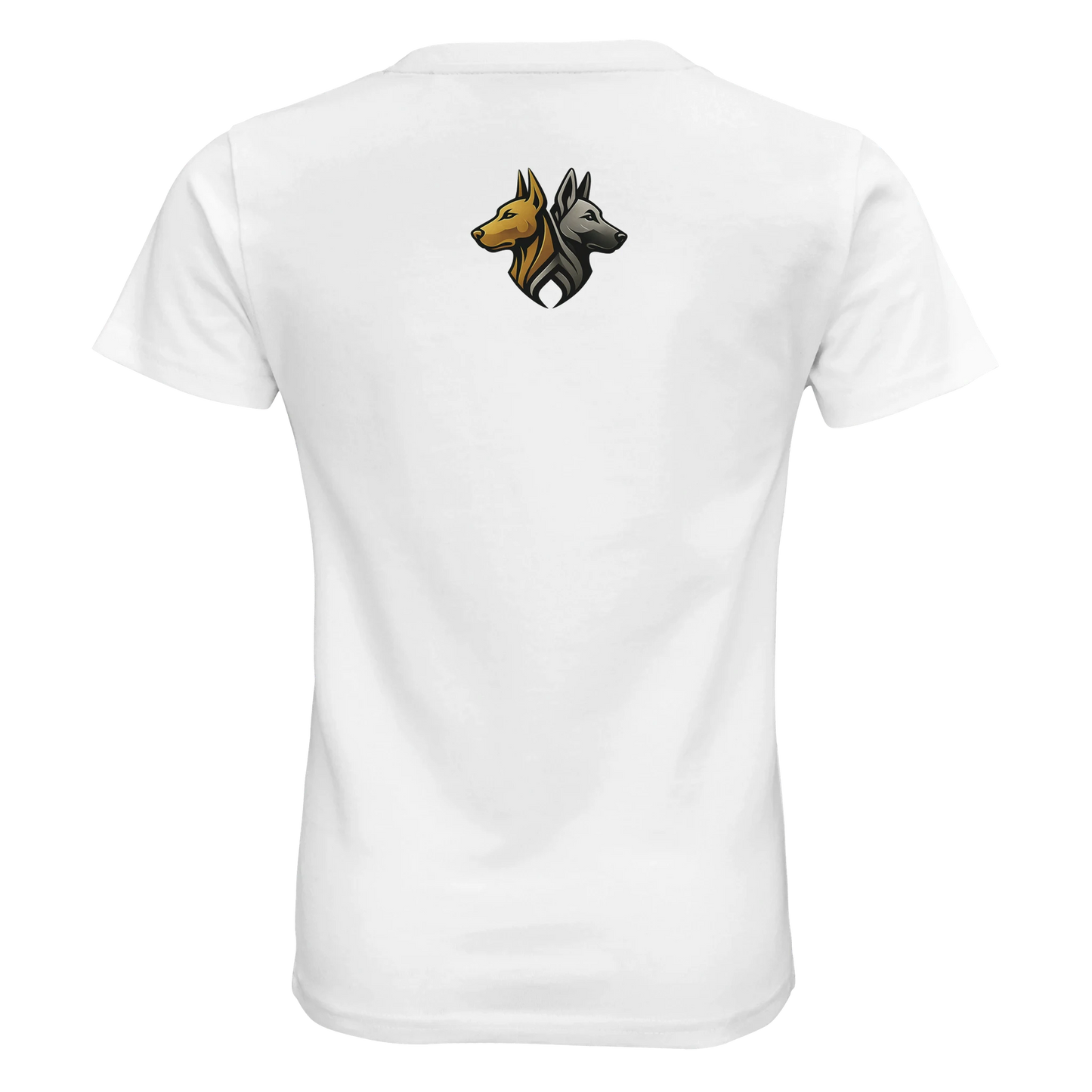 Marque MolossDesign | T-shirt enfant coton bio ajusté tête Malinois argentée1 avec logo sur le dos MolossDesign