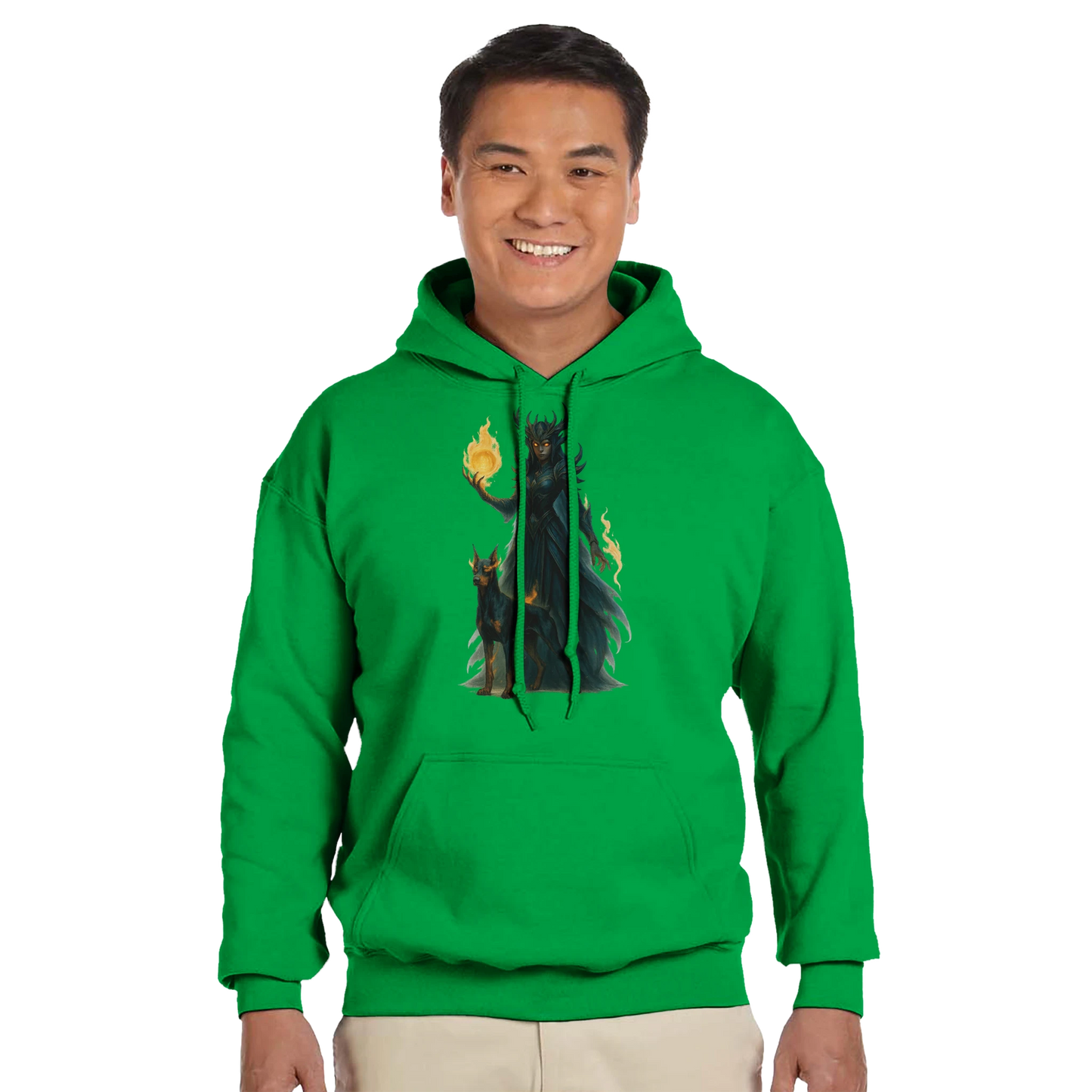 Sweat à capuche adulte unisexe classique vert Fantastique Dobermann