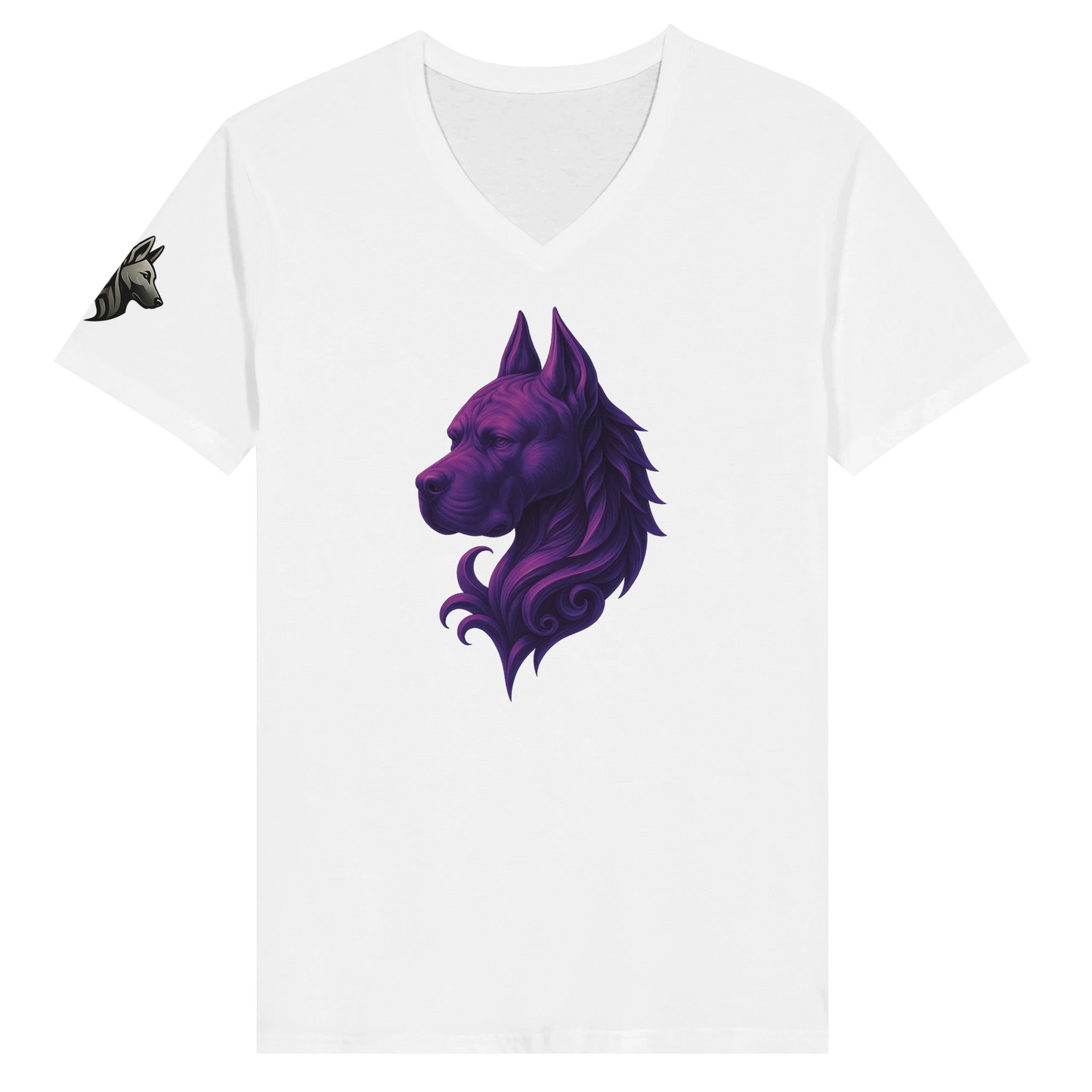 T-shirt adulte unisexe premium col en V blanc tête majestueuse Cane Corso