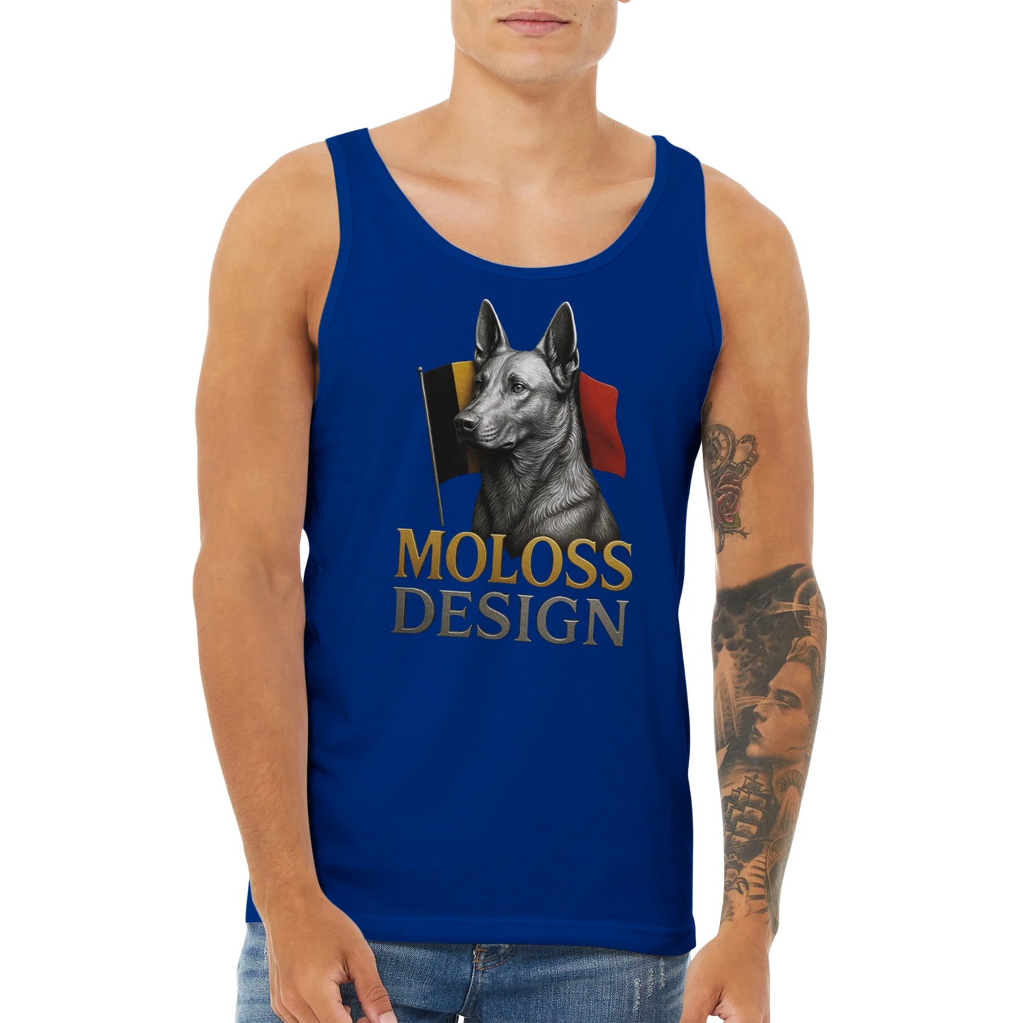 Débardeur adulte unisexe premium bleu Malinois drapeau