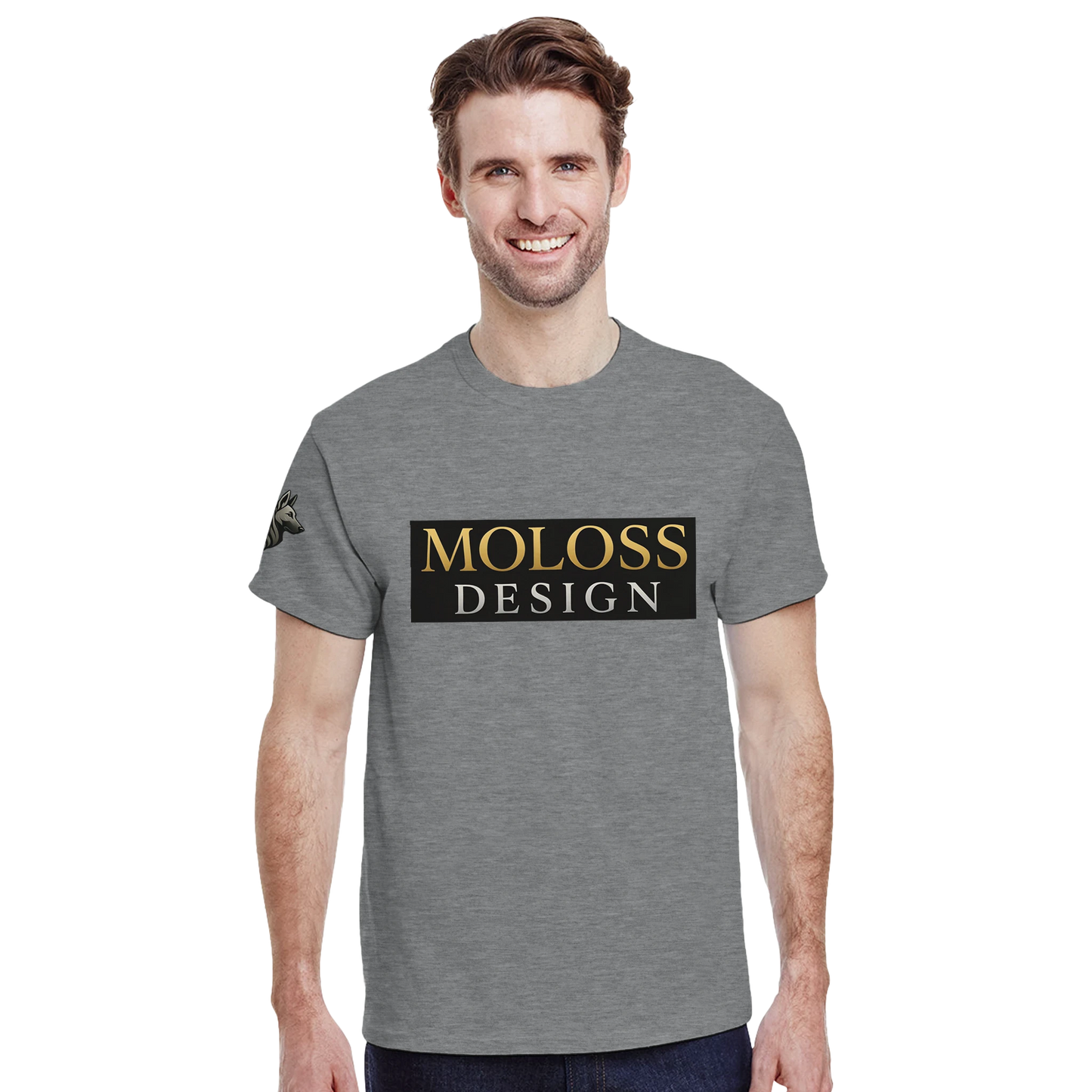 T-shirt unisexe épais ras du cou gris logo MolossDesign