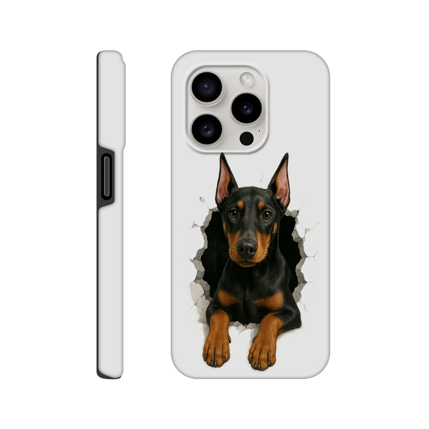 Coque résistante pour Iphone-Dobermann trou mur