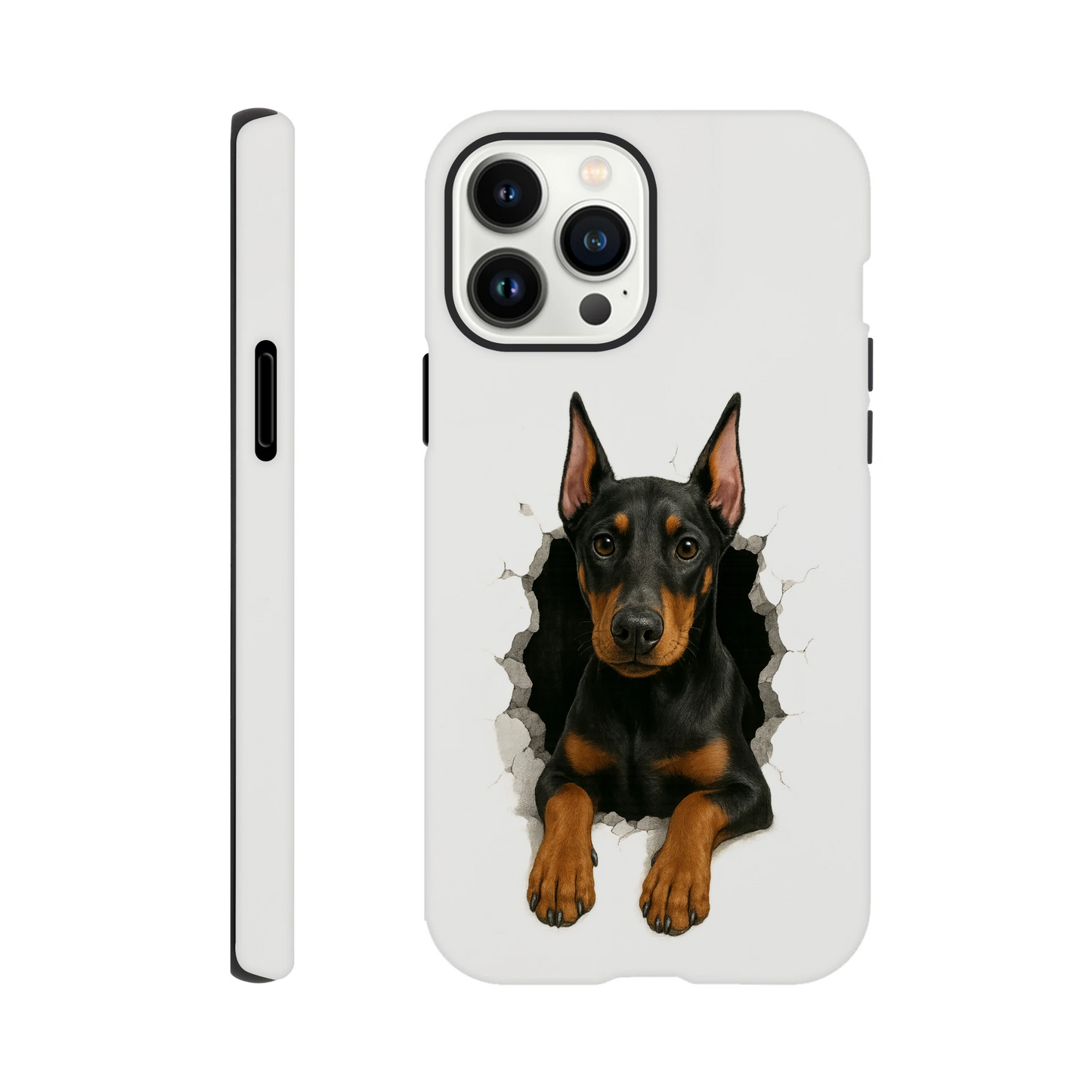 Coque résistante pour Iphone-Dobermann trou mur