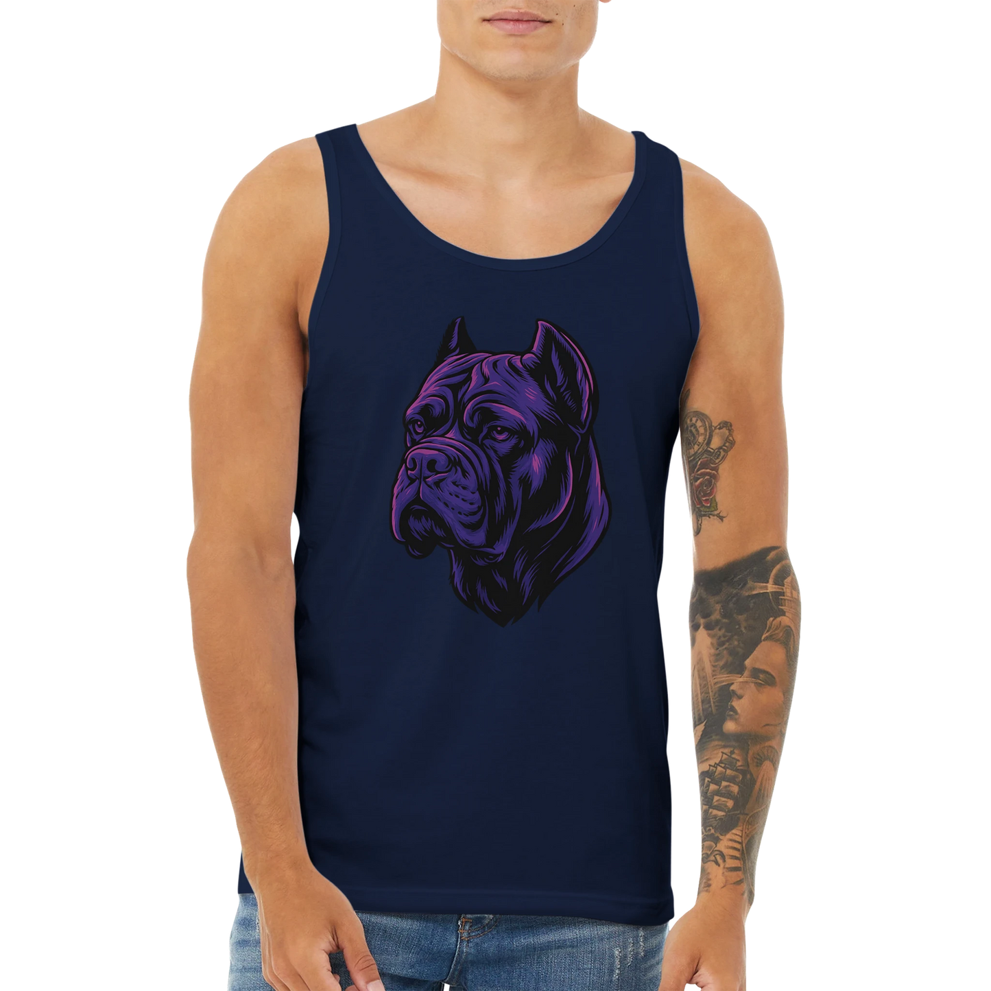 Débardeur adulte unisexe premium bleu tête Cane Corso