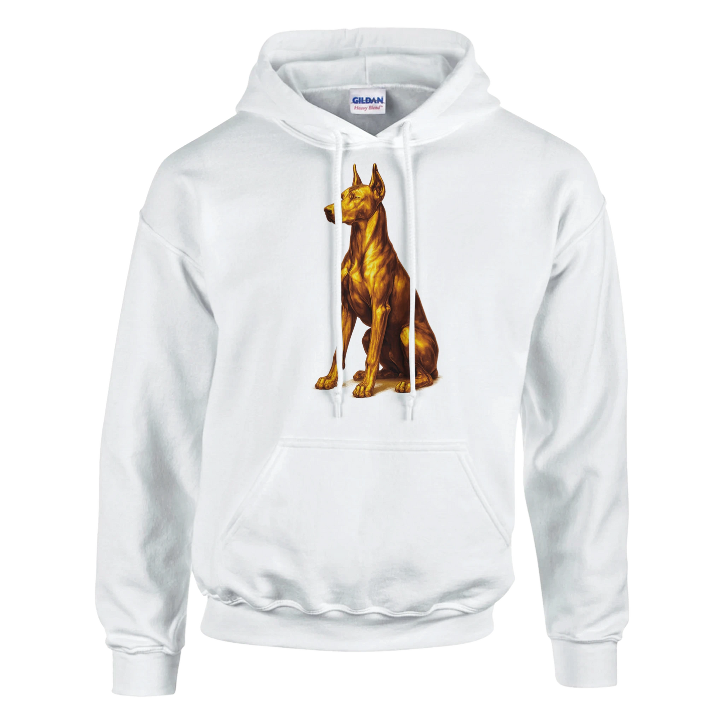 Sweat à capuche adulte unisexe classique blanc Dobermann doré