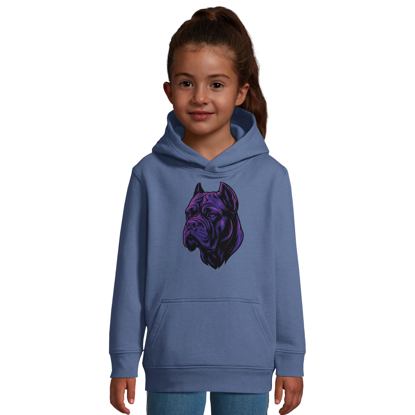 Sweat-shirt à capuche enfant bleu tête Cane Corso