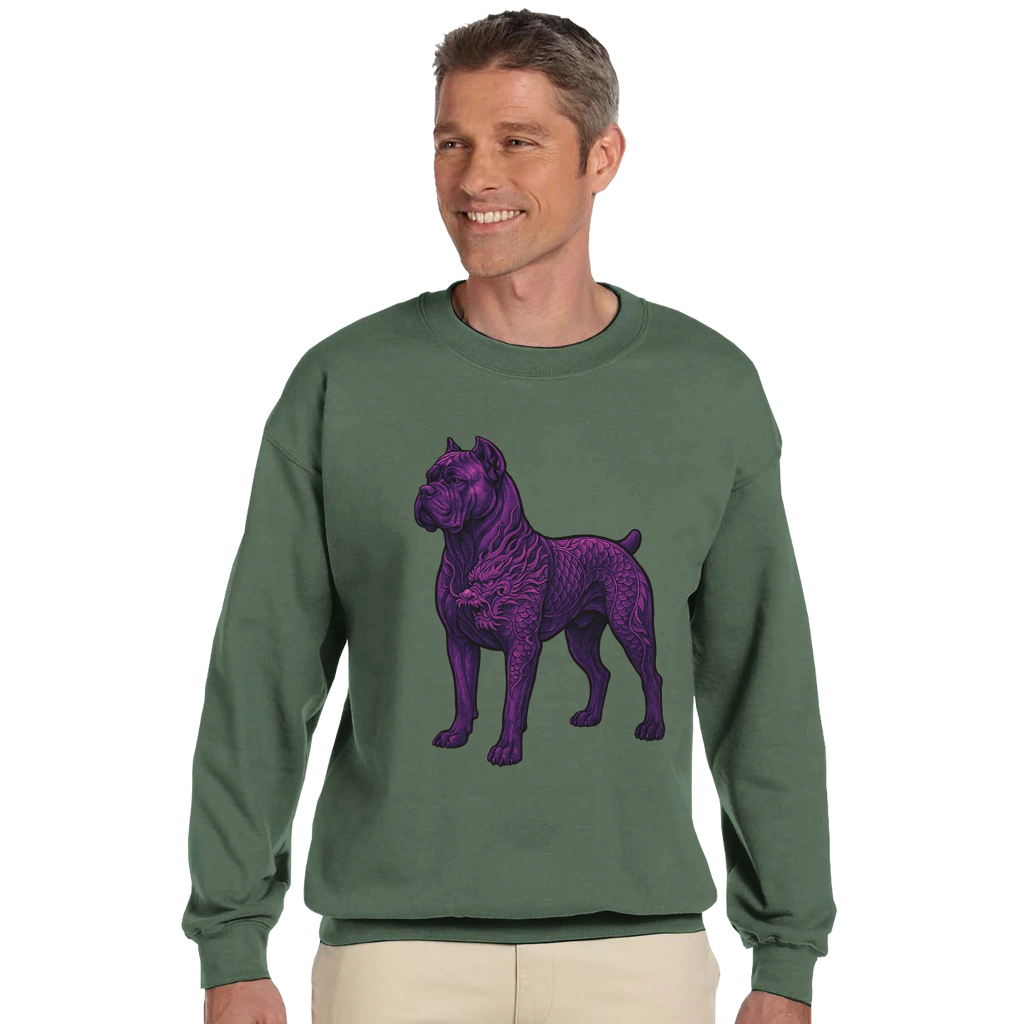 Sweat-shirt adulte unisexe classique ras du cou vert Cane Corso