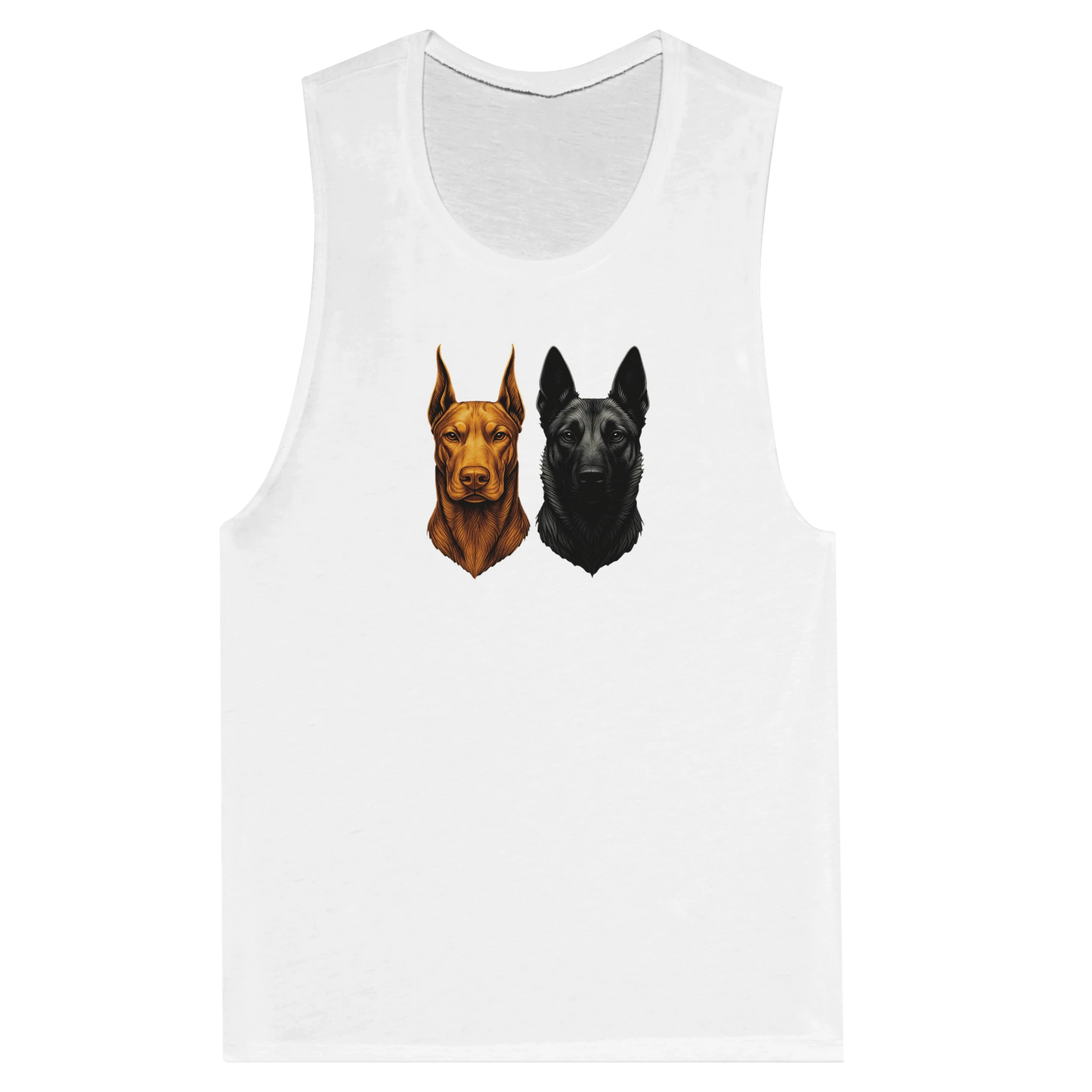 Débardeur pour femme blanc tête Dobermann+Malinois