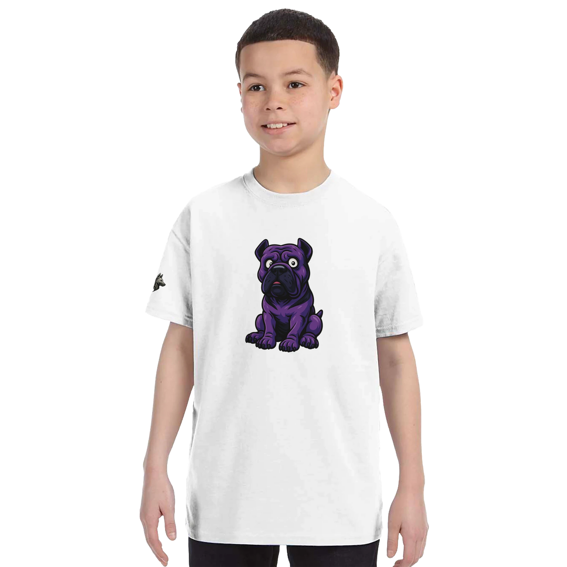 T-shirt enfant classique ras du cou Cane Corso humour 1  avec logo sur manche droite MolossDesign