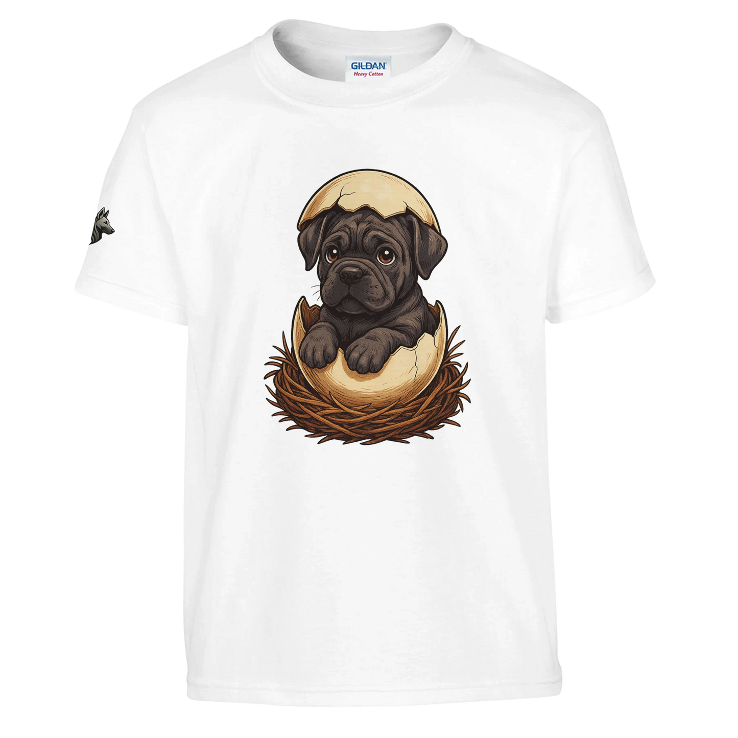T-shirt enfant unisexe classique ras du cou blanc Cane Corso gris nid