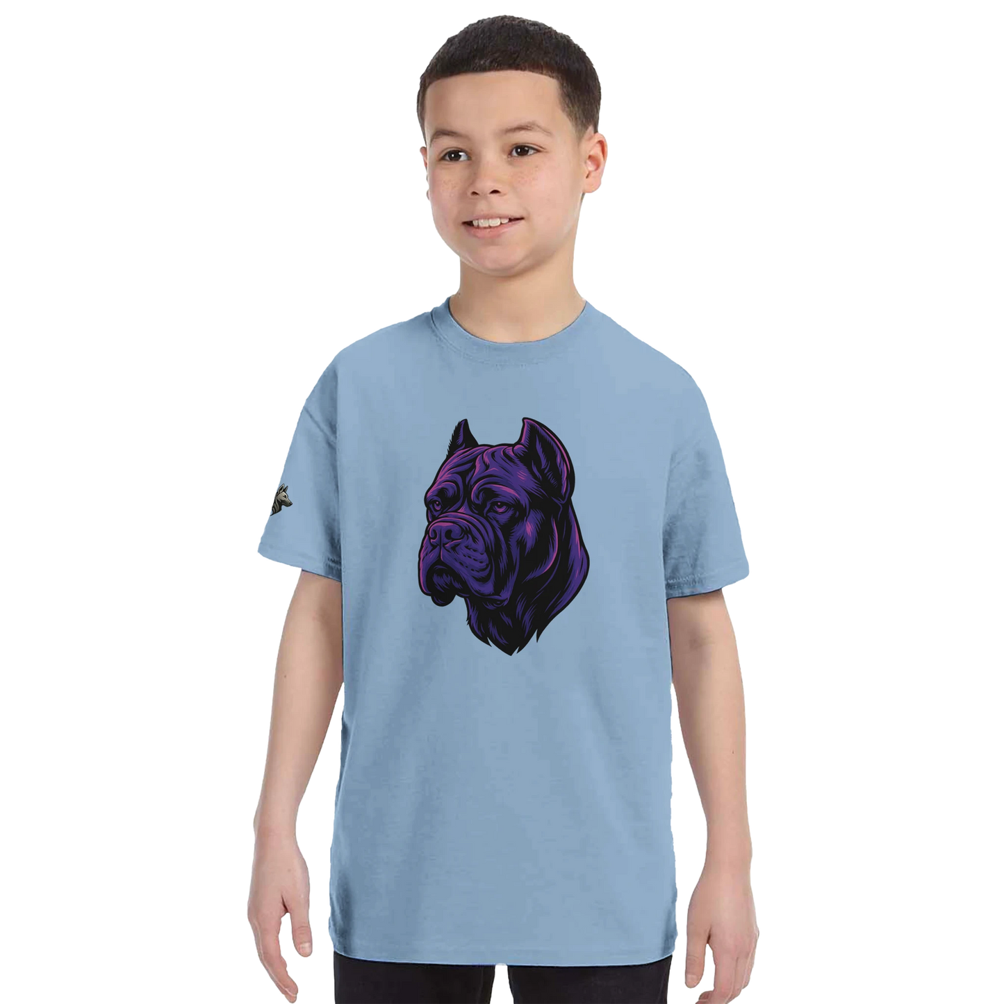 T-shirt enfant unisexe classique ras du cou bleu tête cane Corso
