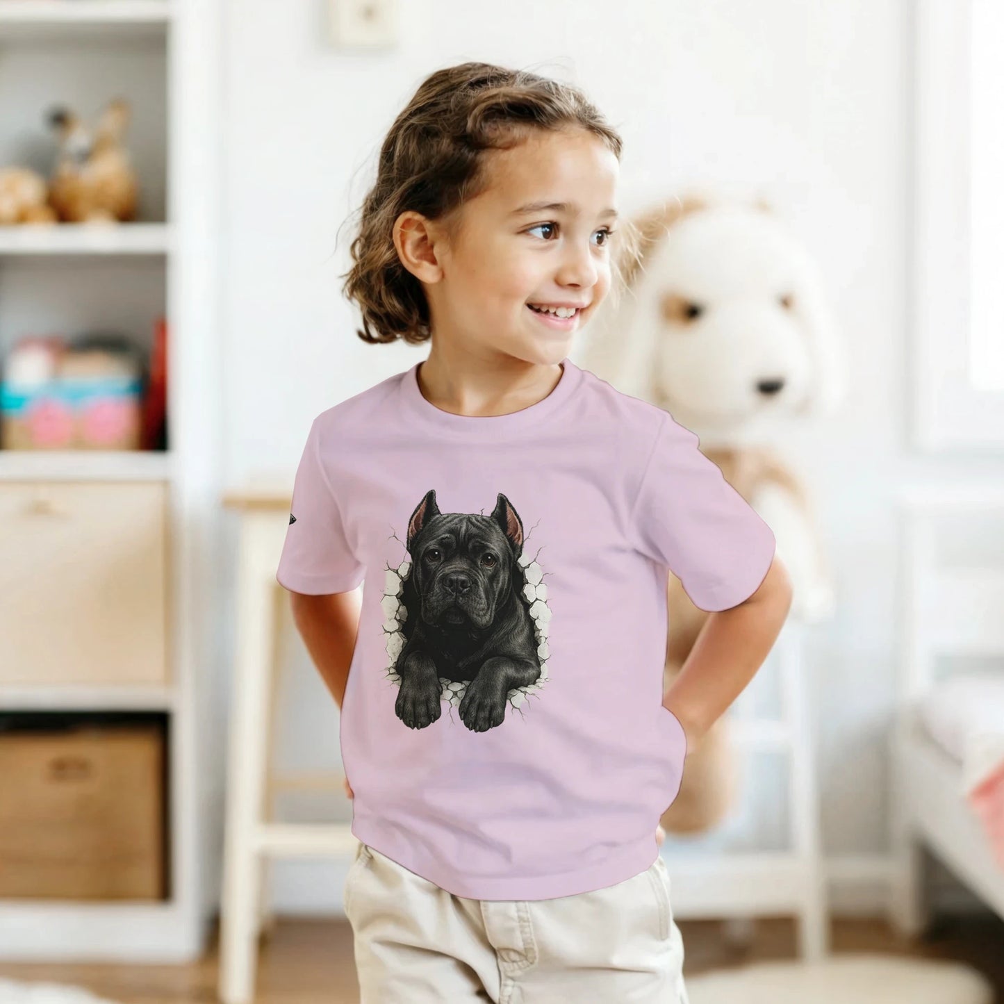 T-shirt enfant unisexe classique ras du cou rose Cane Corso trou