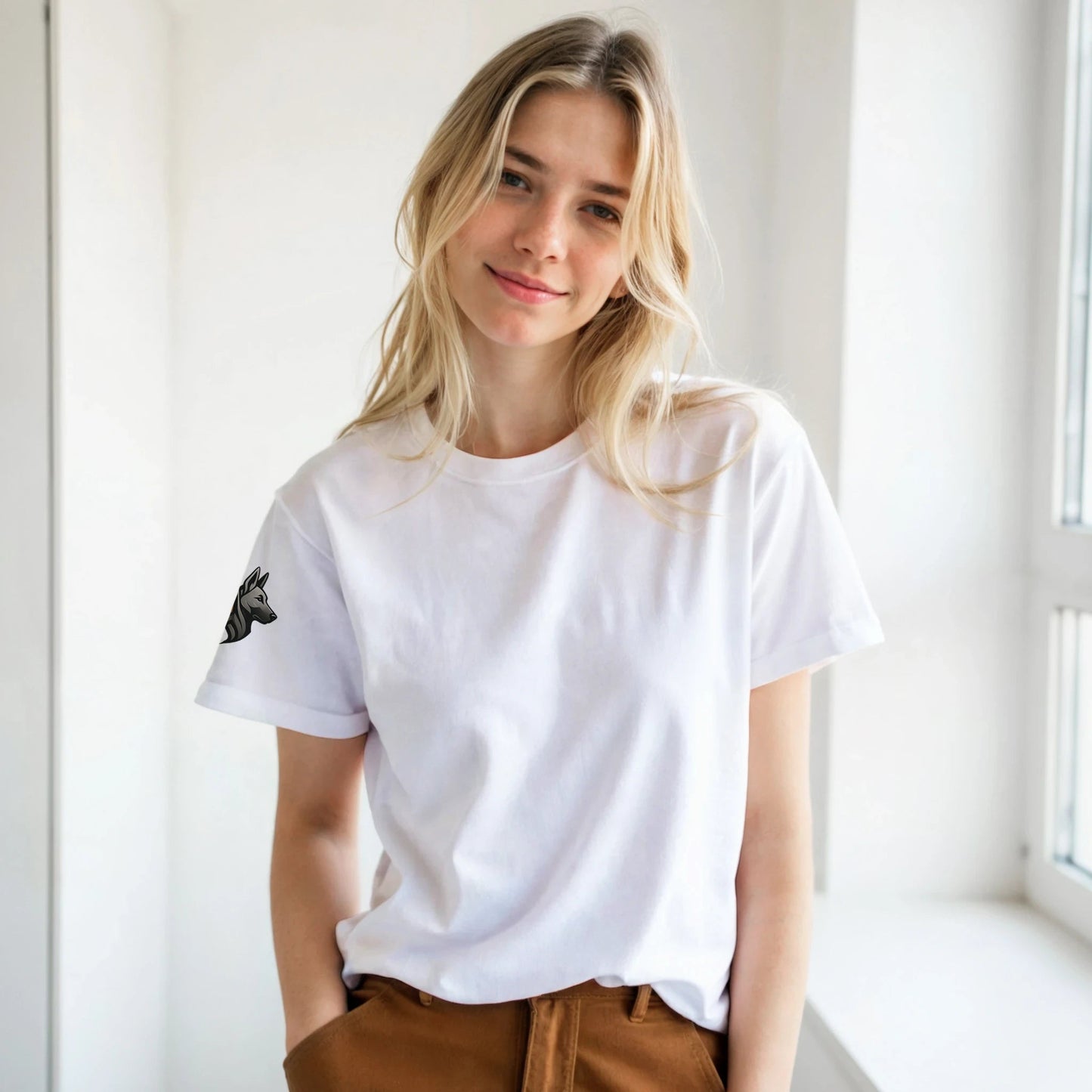 T-shirt adulte unisexe classique ras du cou avec logo sur manche droite MolossDesign