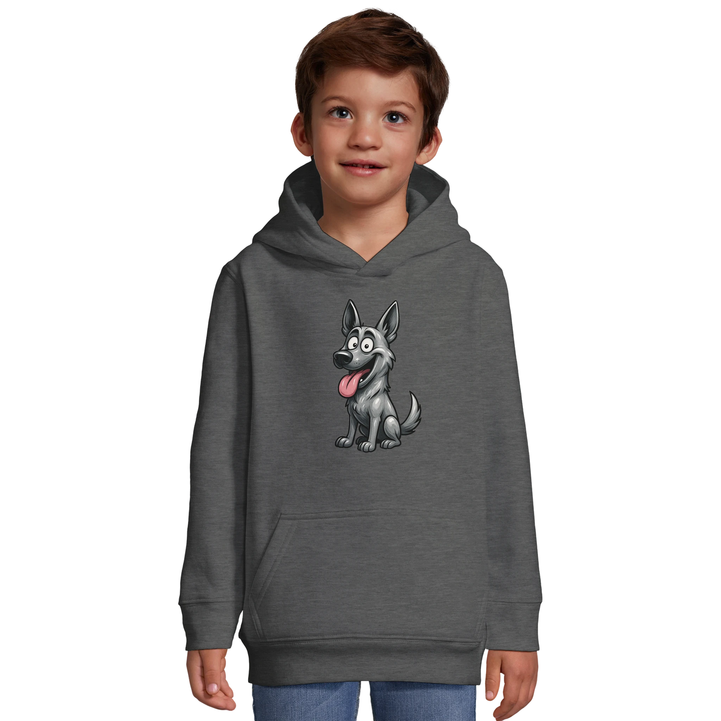 Sweat-shirt à capuche enfant gris Malinois humour